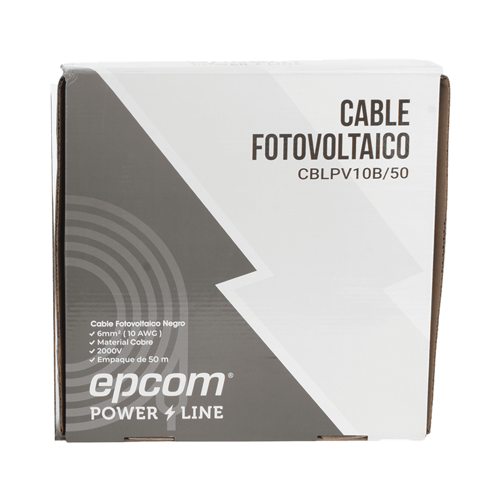Kit de 2 rollos de 50 metros de cable fotovoltaico de cobre, rojo y negro, calibre 10 AWG (6mm²), Tipo PV,  1000/2000 V y 120°C. KIT2CBLPV10RB/50 - EPCOM POWERLINE