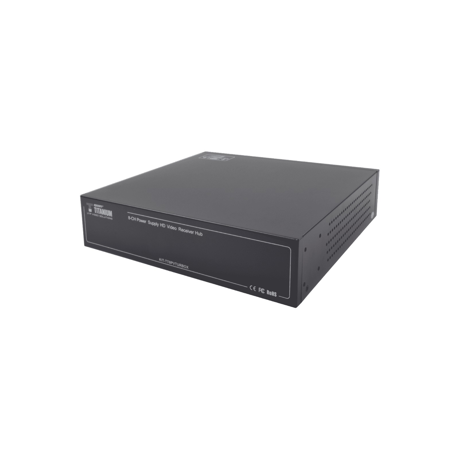 Kit de TRANSCEPTOR ACTIVO DE 8 CANALES / VIDEO+PODER en un solo Cable UTP / 150 metros en 4K, 200 metros en 5 MP/ Envía 36 Vcc y Recibe 12 Vcc / TODO INCLUIDO PARA RACK / Compatible con cámaras HD-TVI/CVI/AHD/CVBS / INSTALACIÓN LIMPIA KITTT8PVTURBOX - EPCOM TITANIUM