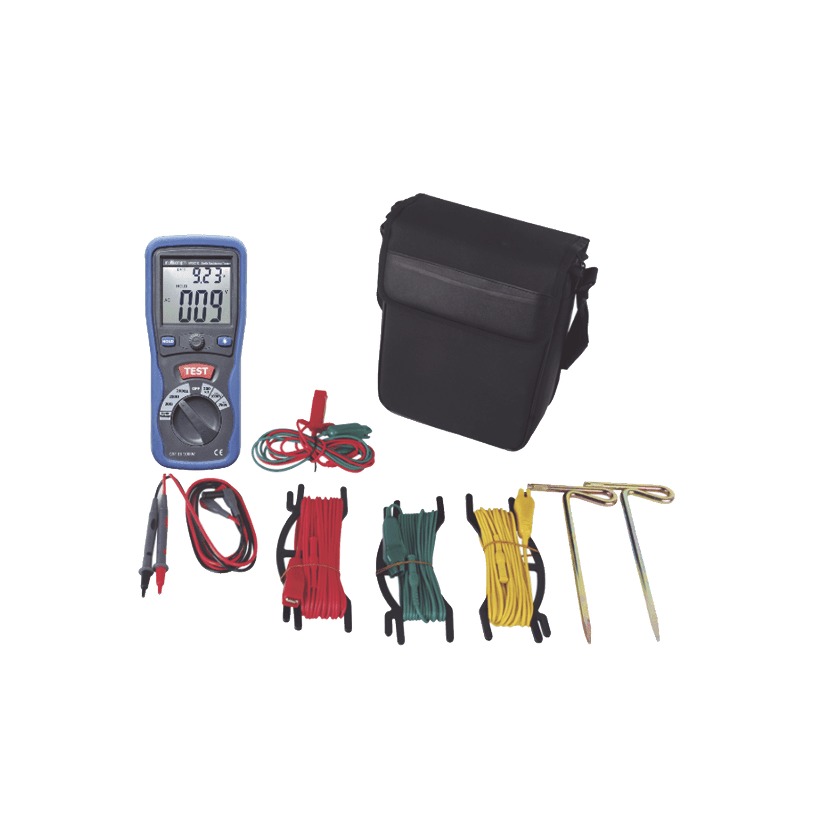 KIT de Medidor de Resistencia a Tierra Digital ( Terrómetro ), a 3 hilos CAT III / 1000 V. KRT-01-3PN - TOTAL GROUND