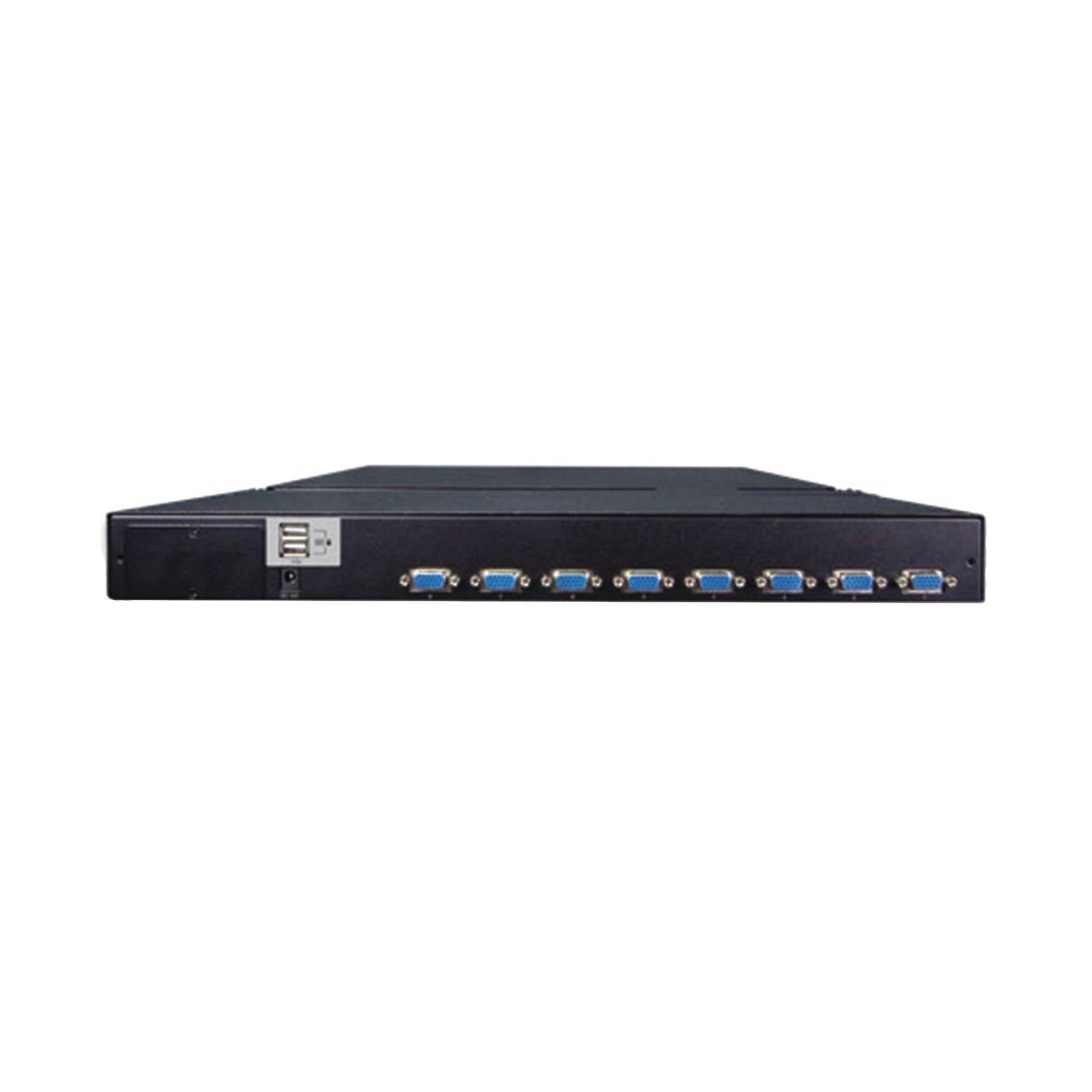 Switch KVM con Monitor de 17″con Teclado y Trackpad para Rack de 1U de Cuatro Postes, 8 Puertos VGA Para Acceder y Controlar Hasta 8 Computadoras Desde una Sola Consola KVM-210-08M - PLANET