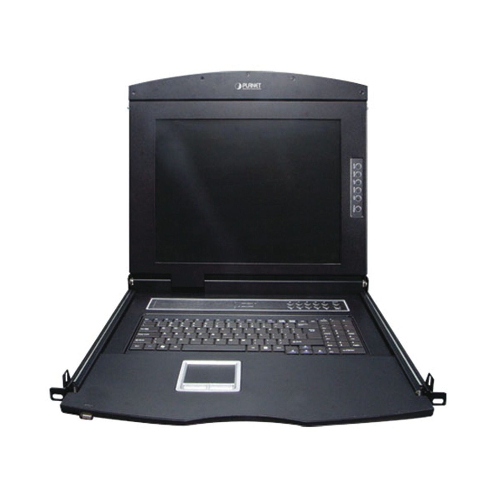 Switch KVM con Monitor de 17″con Teclado y Trackpad para Rack de 1U de Cuatro Postes, 8 Puertos VGA Para Acceder y Controlar Hasta 8 Computadoras Desde una Sola Consola KVM-210-08M - PLANET