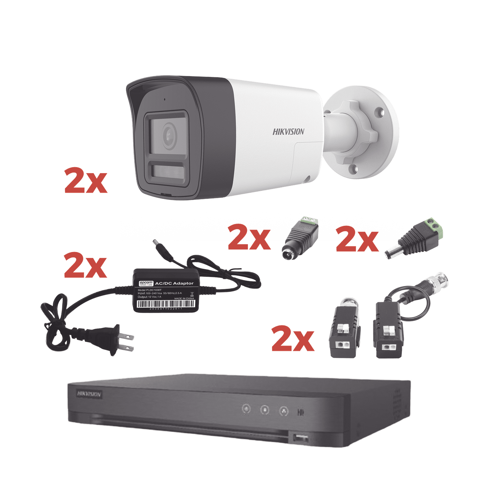 Kit Audio Bidireccional TurboHD 1080p / DVR 4 Canales / 2 Cámaras Bala (Exterior) con Bocina y Microfóno Integrado / 2 Fuentes de Poder / Accesorios KH-1080P-2B-TWA - HIKVISION