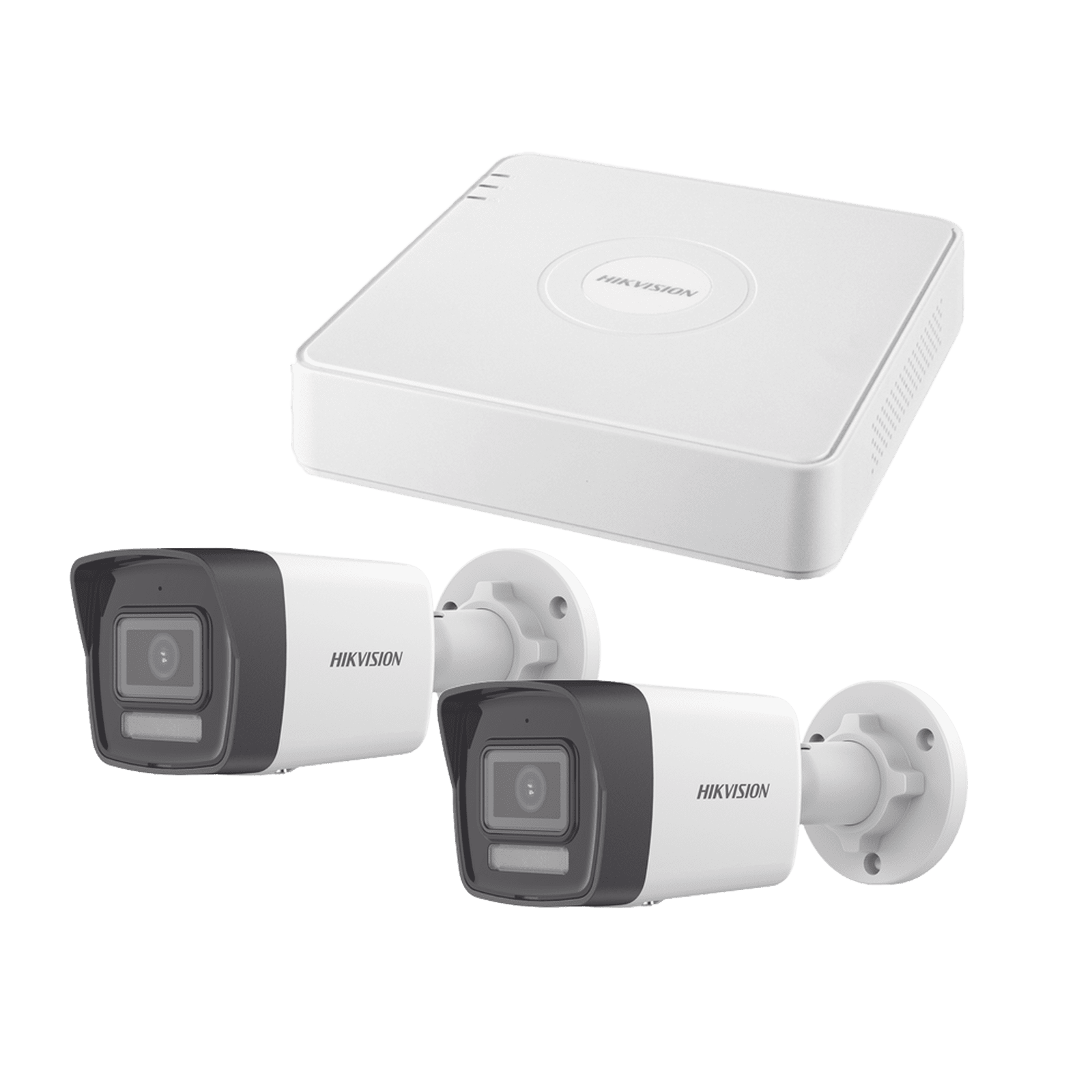 Kit IP 1080p (2 Megapixel) / NVR de 4 Canales con 4 Puertos PoE / 2 Cámaras Bala IP con Microfono Integrado / ColorVu Lite y ACUSENSE Lite KIPCSTART - HIKVISION
