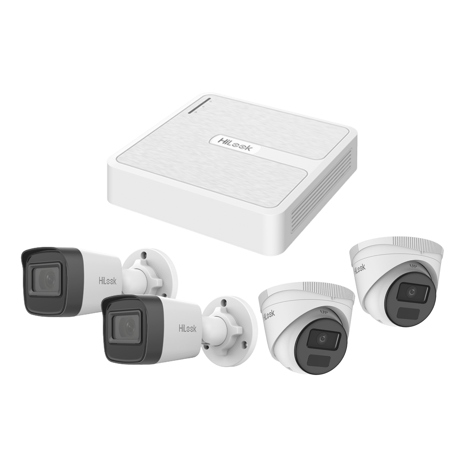 Kit IP 2 Megapixel / NVR de 8 Canales con 8 Puertos PoE / 2 Cámaras IP Bala para Exterior / 2 Cámaras IP Domo para Exterior KIPH2B2D/2MP - HiLook by HIKVISION