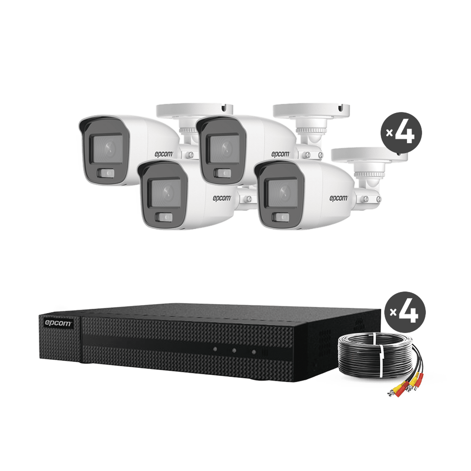 Kit TurboHD 1080p / DVR 4 Canales / 4 Cámaras Bala ColorVu con Microfono Integrado / Fuente de Poder / Accesorios de Instalación B8-KIT-CV/A - EPCOM PROFESSIONAL
