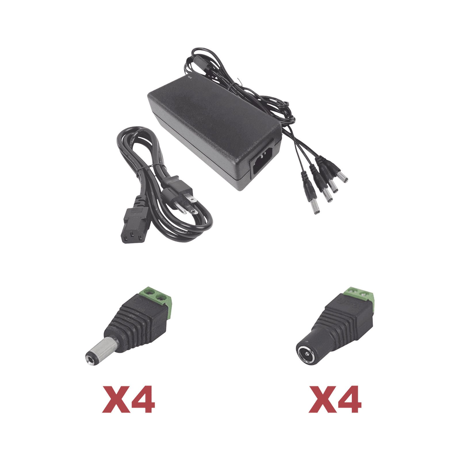 Kit con fuente EPCOM POWER LINE con salida de 12 Vcc a 5 Amper con 4 salidas / Incluye conectores JR52 y JR53 K2PLK12DC4CH - EPCOM POWERLINE