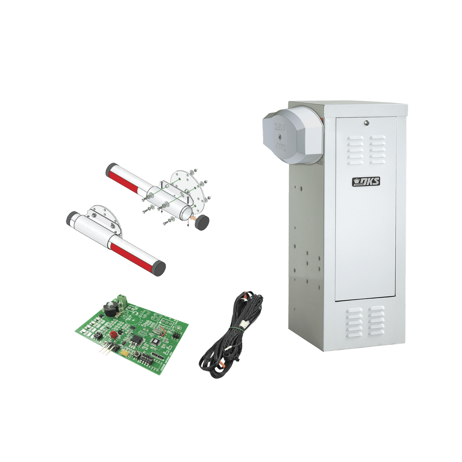 Kit de Barrera Vehicular 1601 de Uso CONTINUO Con Mástil de Aluminio 4 Metros / Incluye Sensor de Masa y Loop. 1601-KTAL - DKS DOORKING