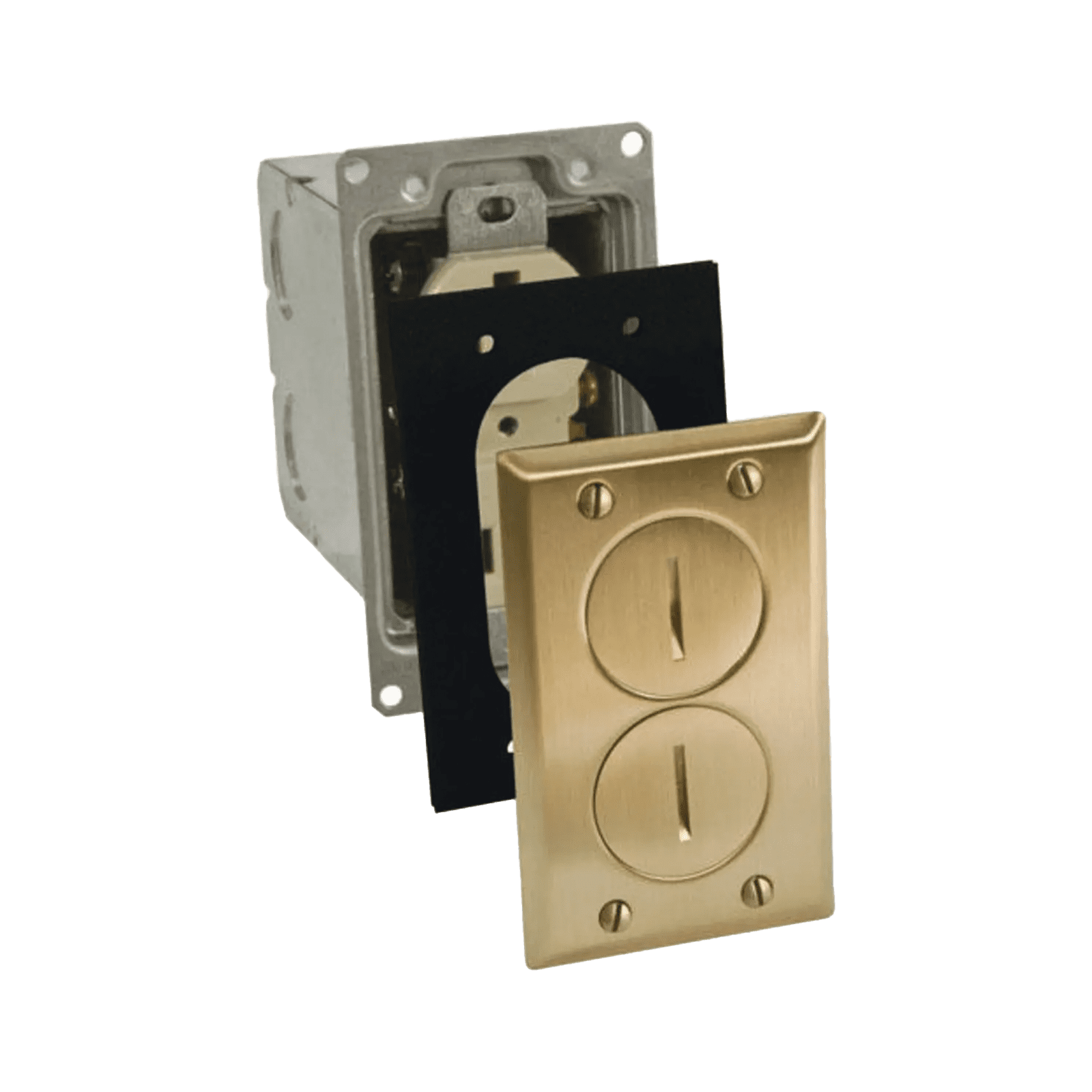 Kit de Caja de Piso con Receptaculo de  15A 125V/ Acabado Latón. HUB-RF6500-BR - HUBBELL