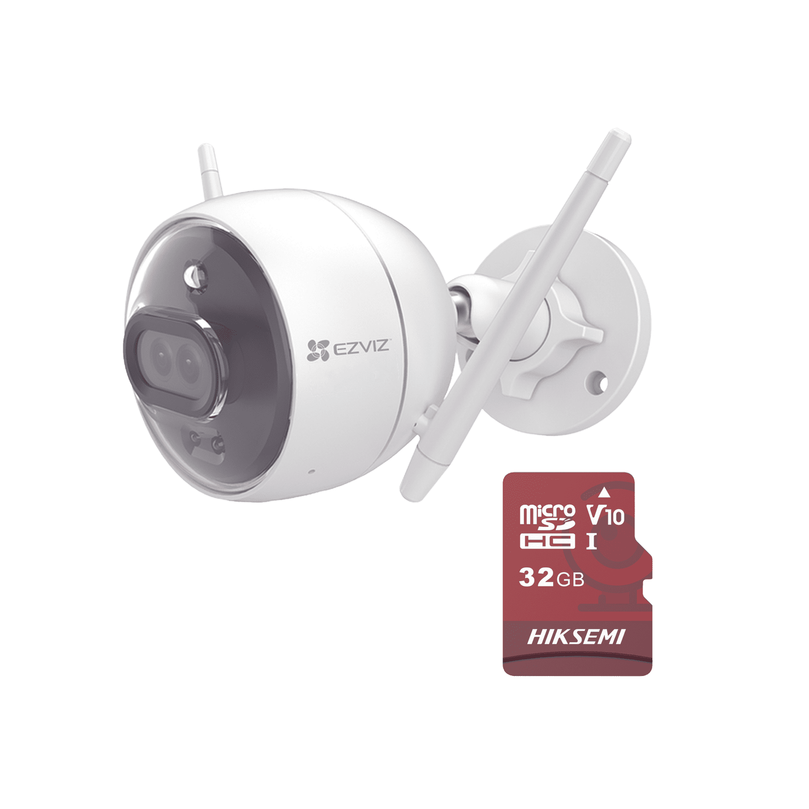 Kit de Camara WiFi y Memoria Micro SD / Incluye 1 Pieza C3X y 1 Memoria MicroSD 32GB / Audio de Dos Vías / Colores en Oscuridad / Detección Humana y de Vehículo C3X/KM - EZVIZ