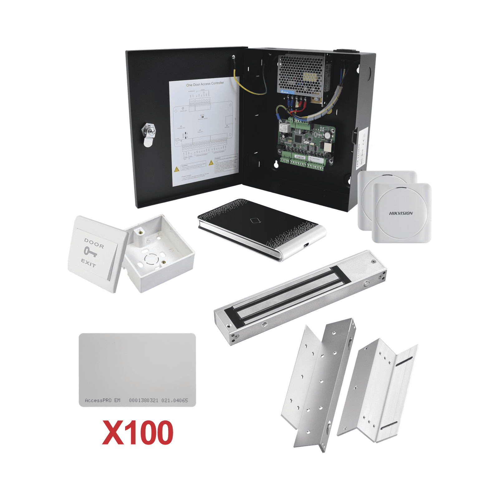 Kit de Control de Acceso con TARJETA para 1 Puerta con lector de Entrada y Salida  / TODO INCLUIDO / Software IVMS4200 incluido KIT-TARJETA-01 - HIKVISION