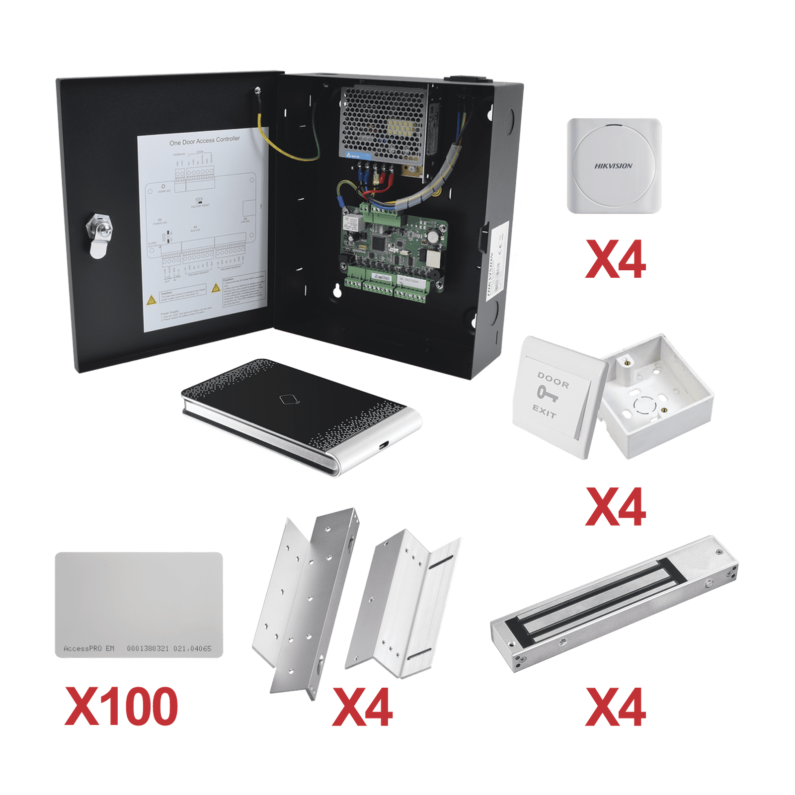 Kit de Control de Acceso con TARJETA para 4 Puertas  / TODO INCLUIDO / Software IVMS4200 incluido KIT-TARJETA-04 - HIKVISION