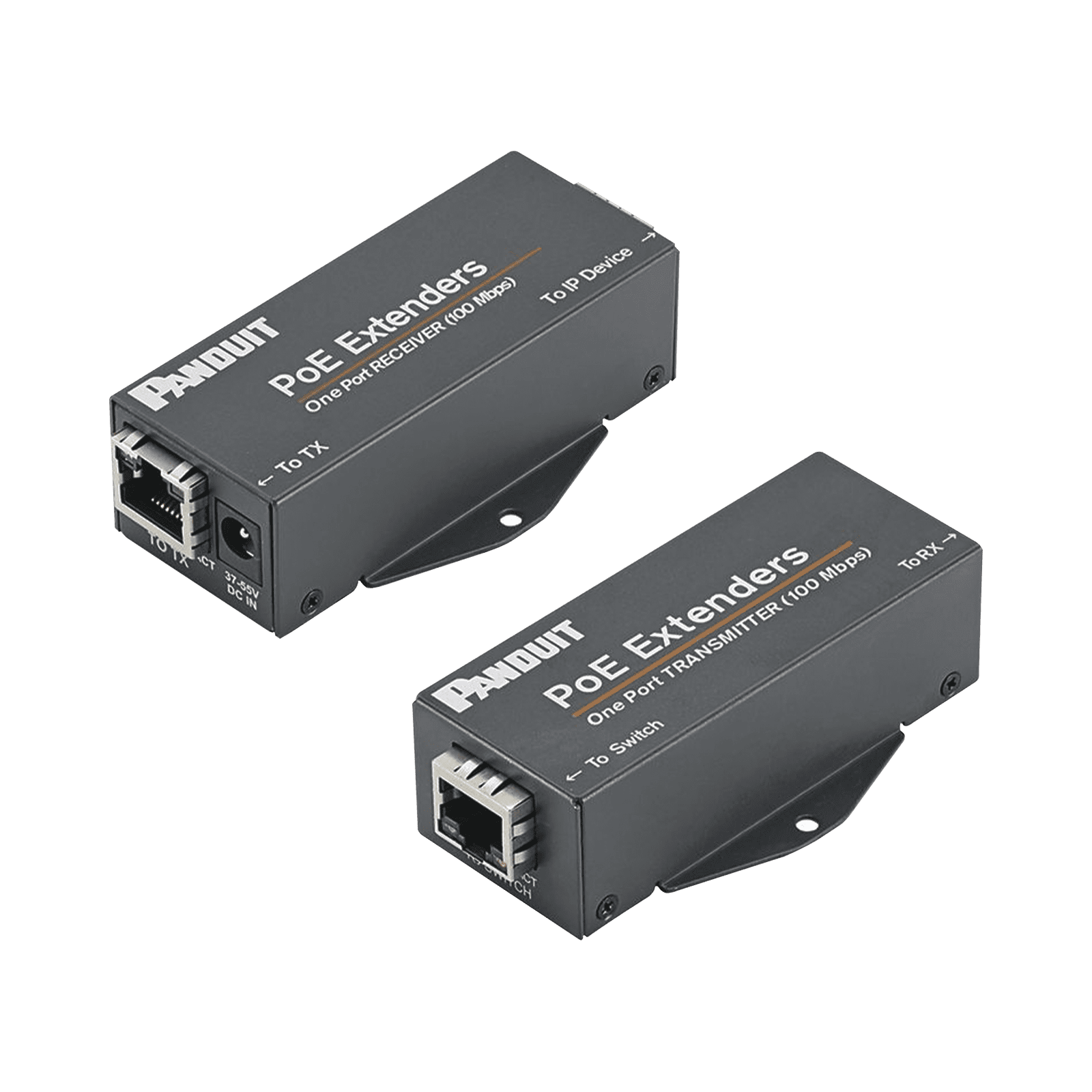 Kit de Extensor PoE/PoE+, Hasta 610 Metros (2000 ft) con Cable Cat5e o Cat6, 10/100Mbps, Incluye Transmisor, Receptor y Fuente de Alimentación POEXKIT1 - PANDUIT