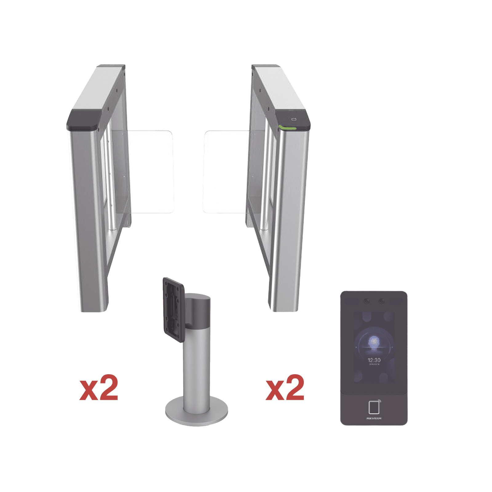 Kit de Torniquete con Terminales Faciales incluidas / Montajes Incluidos /  Izquierdo y Derecho / Carril de 90 cms / 3,000,000 MCBF / 4 Pares de IR DS-K3B220-KIT - HIKVISION
