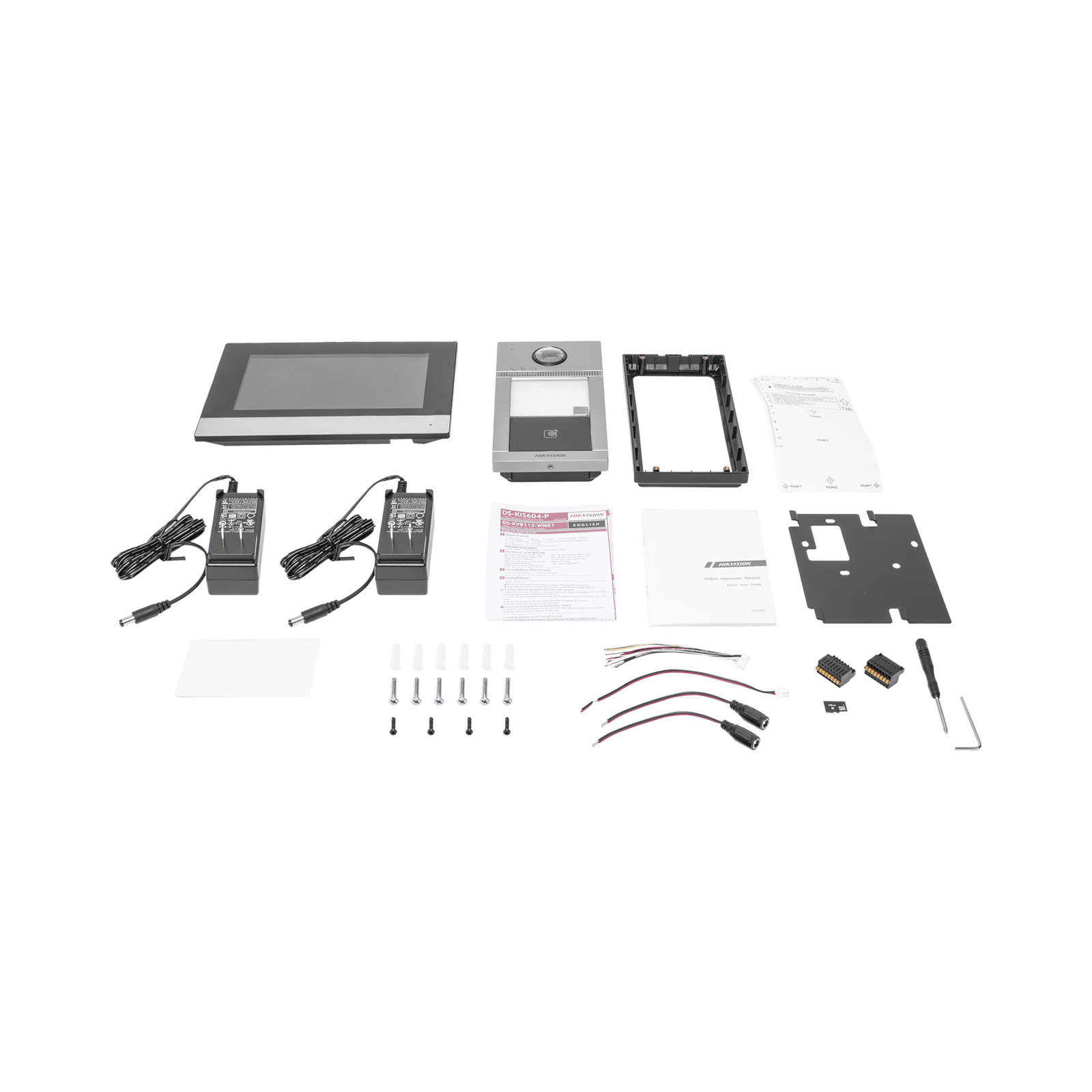 Kit de Videoportero IP PoE Estandar con llamada a App de Smartphone (Hik-Connect) / Apertura con Tarjeta MIFARE / Frente de calle IK08 & IP65 / Soporta 2 puertas DS-KIS604-P(C) - HIKVISION