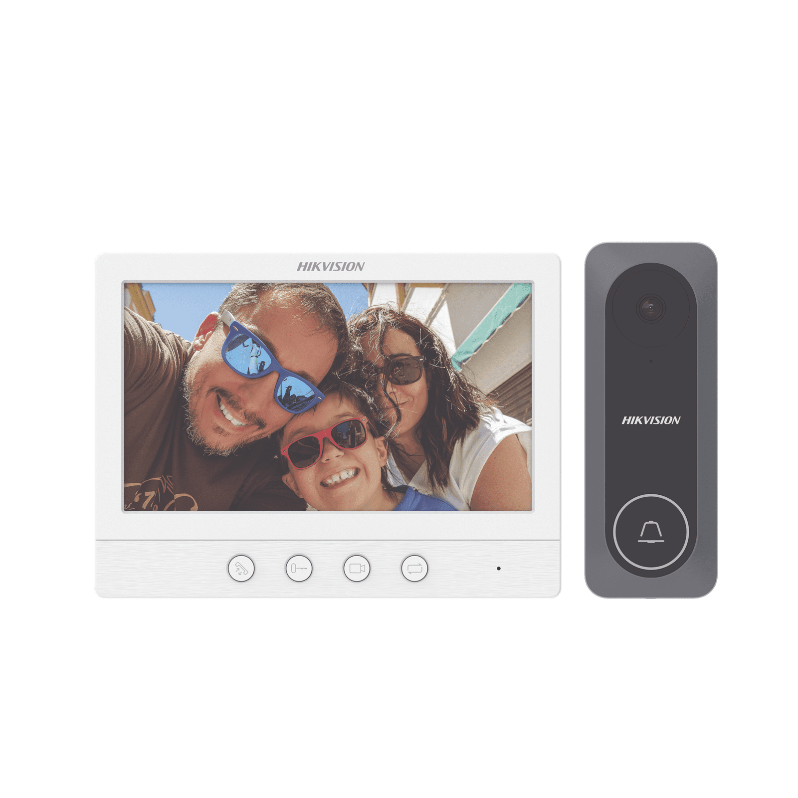 Kit de Videoportero TurboHD con Pantalla LCD a Color de 7″ / Frente de Calle para Exterior de Policarbonato / 720p (1 Megapíxel )130° de Visión (Gran Angular) DS-KIS212 - HIKVISION