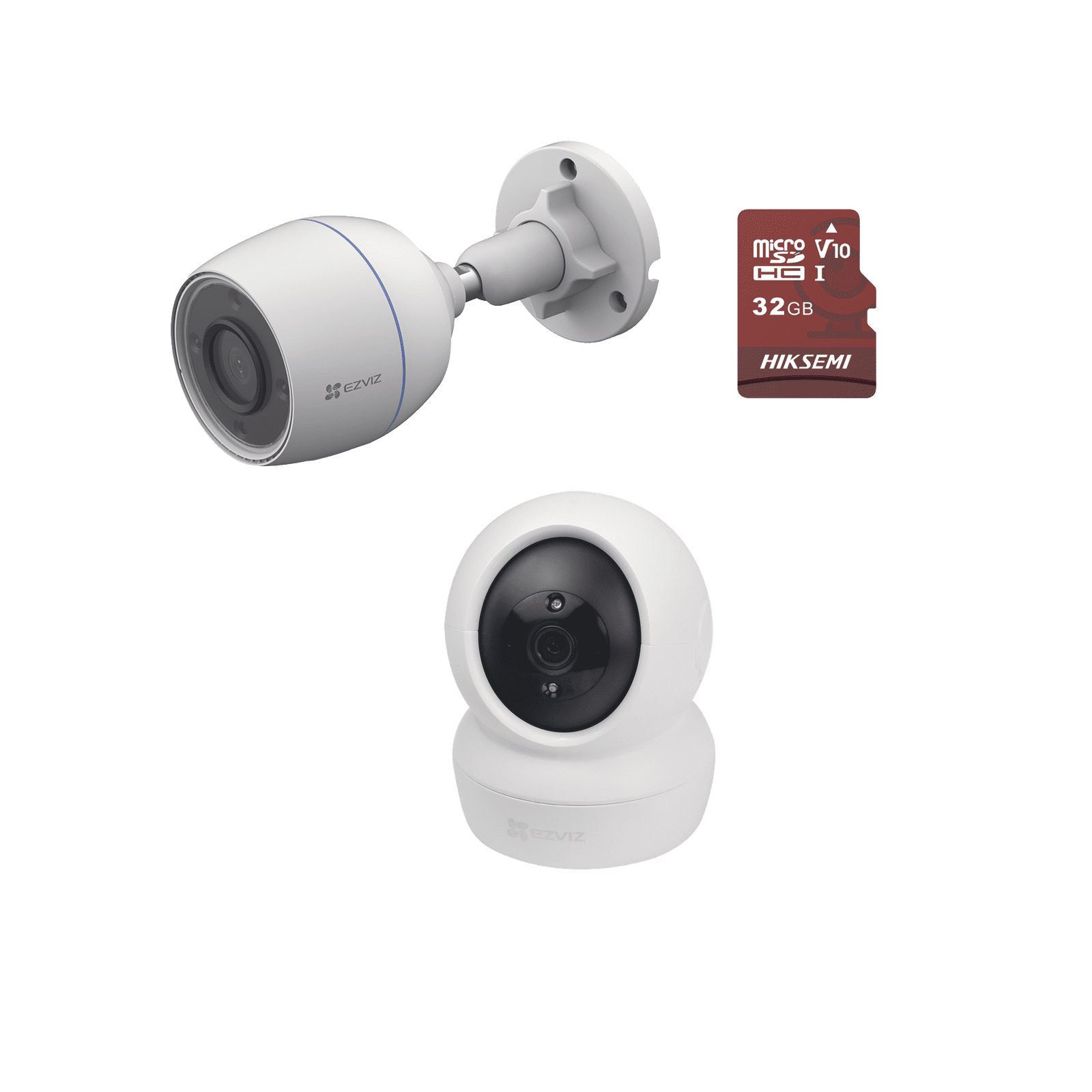 Kit de cámaras WiFi / Incluye 1 pieza C6N  Para Uso en Interior / 1 pieza CS-H3C Para Uso en Exterior / 1 PZA Micro SD HS-TF-E1/32G / Detección de Movimiento / Notificaciones Instantáneas C6N-CSH3C/KM1 - EZVIZ