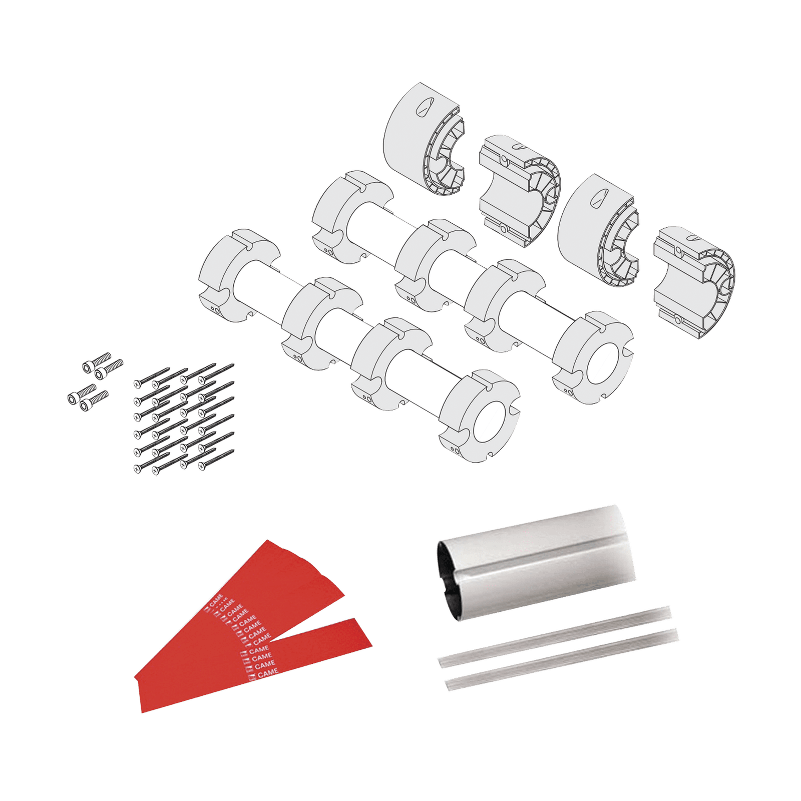 Kit de mástil para barreras GARD8 / Incluye 2 secciones tubulares de 4m / Incluye tiras reflejantes / Incluye unión central GARD8-ARM - CAME