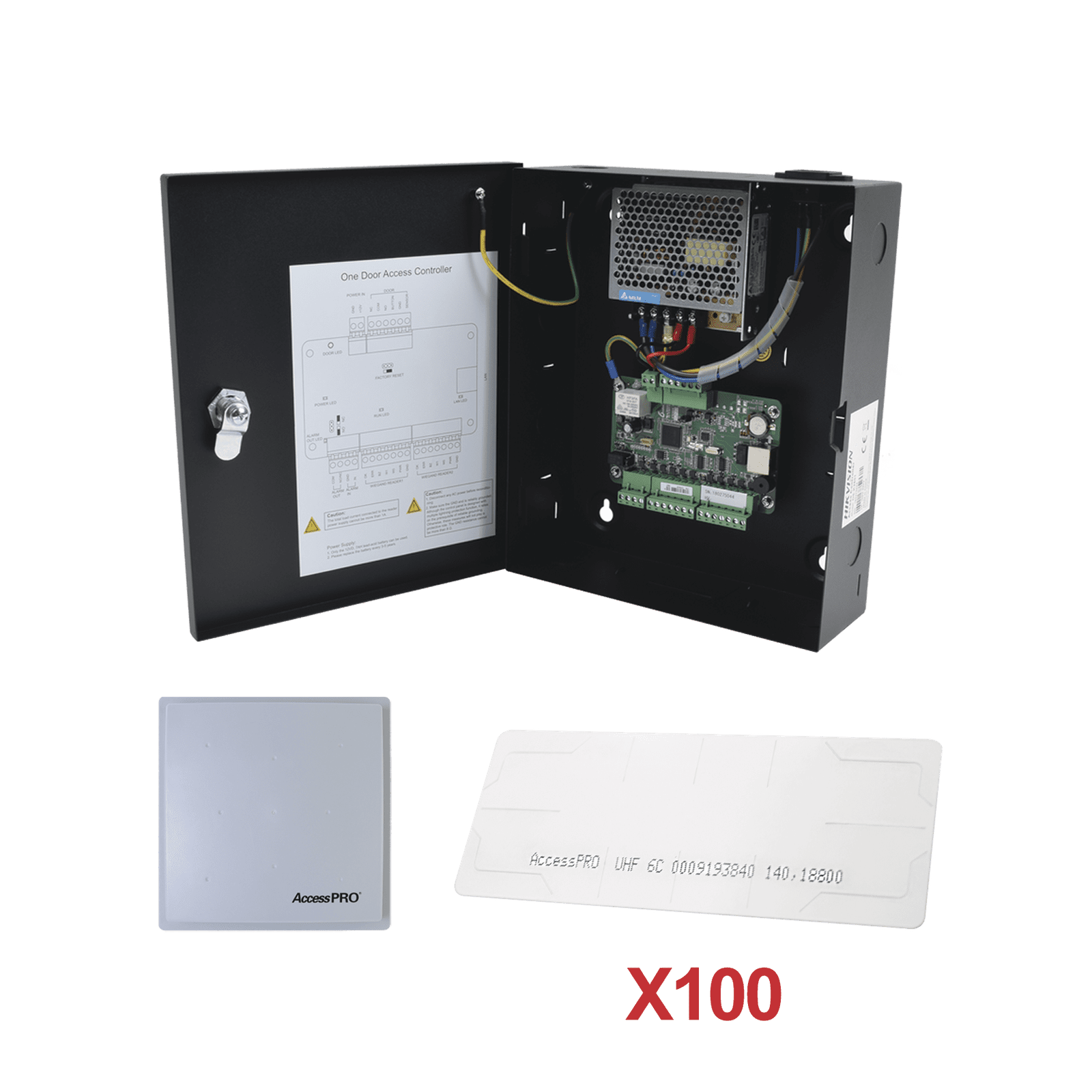 Kit para automatizar 1 ACCESO VEHICULAR con STICKERS en Parabrisas de vehiculos / Incluye Panel,  lector y 100 stickers / Software IVMS4200 incluido KIT-UHFSTICKER-01 - HIKVISION