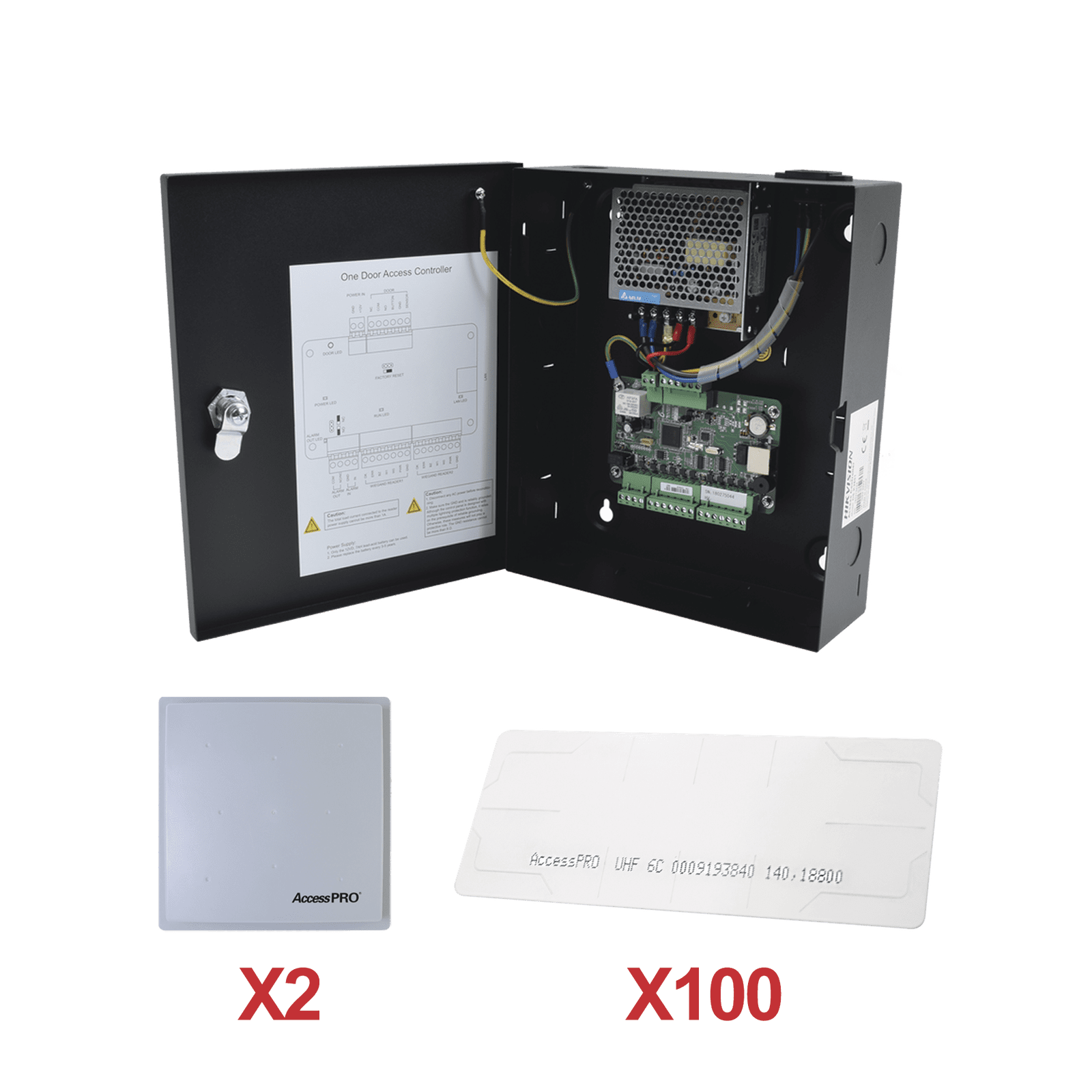 Kit para automatizar 2 ACCESOS VEHICULARES con STICKERS en Parabrisas de vehiculos / Incluye Panel, 2 lectores y 100 stickers / Software IVMS4200 incluido KIT-UHFSTICKER-02 - HIKVISION