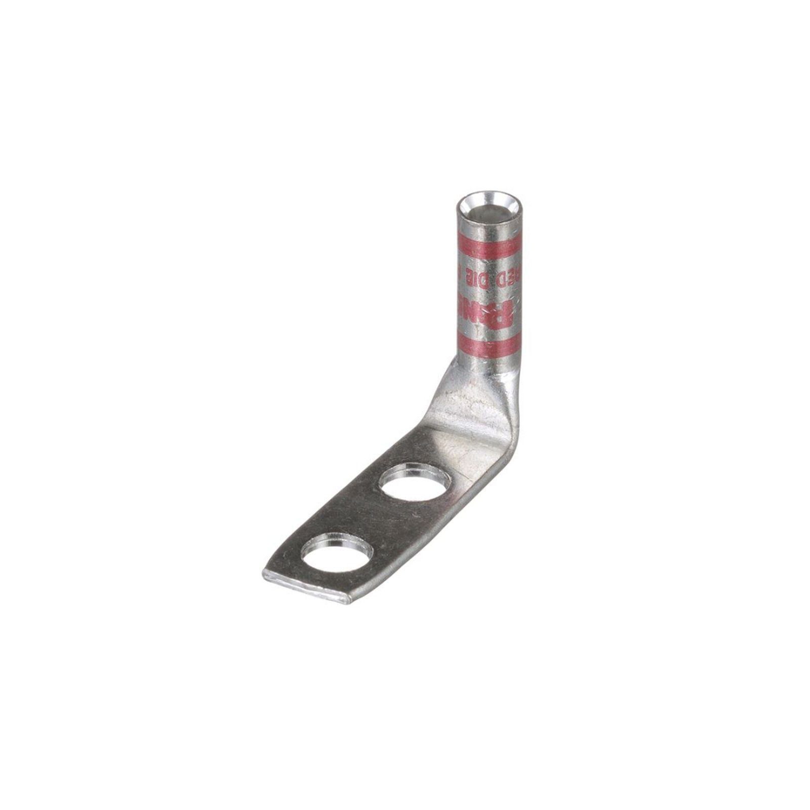 Terminal de Compresión de Barril Largo, de Dos Orificios de 1/4, para Cable 8 AWG, Espacios Entre Orificios de 5/8in, lengüeta a 90º LCC8-14AF-L - PANDUIT
