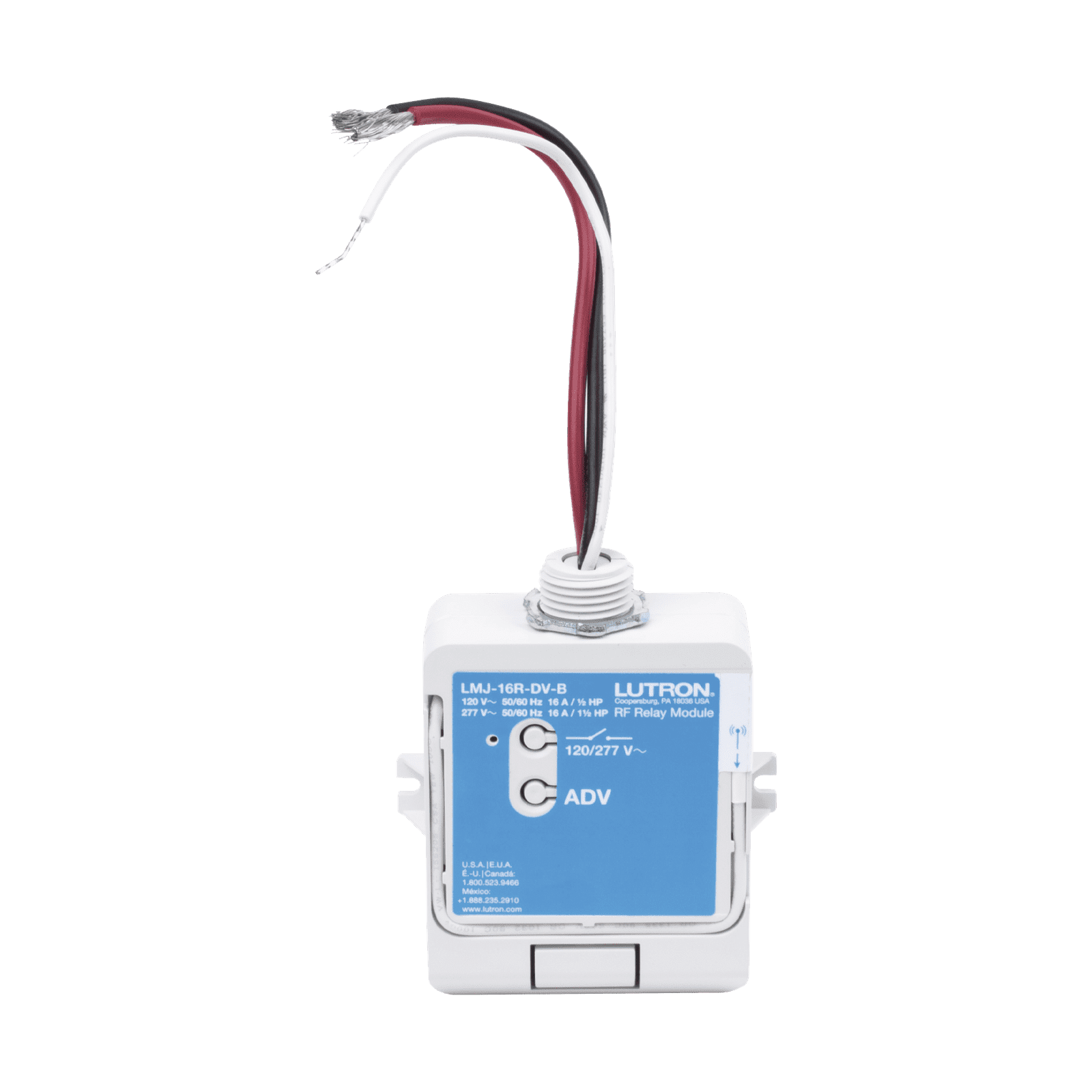 (RadioRA2) Relay control de iluminación, carga 16A, 120/277V, compatible con RadioRA2, RA2Select y RR3. LMJ16RDVB - LUTRON ELECTRONICS