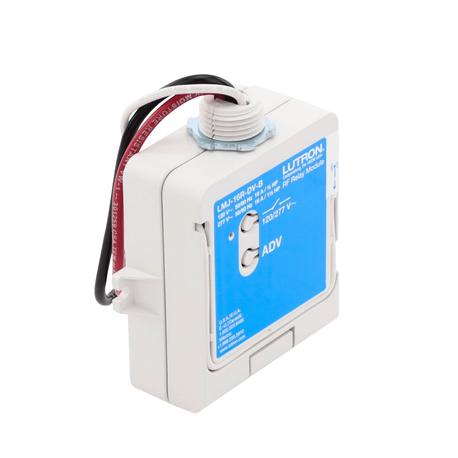 (RadioRA2) Relay control de iluminación, carga 16A, 120/277V, compatible con RadioRA2, RA2Select y RR3. LMJ16RDVB - LUTRON ELECTRONICS