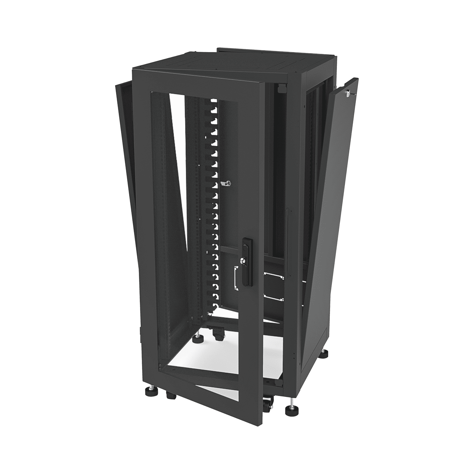 Gabinete Profesional para Telecomunicaciones de 19in, Instalación a Piso, 24UR, 600 mm Profundidad, Se envía el Gabinete Armado. LP-6060-24U-R2 - LINKEDPRO BY EPCOM