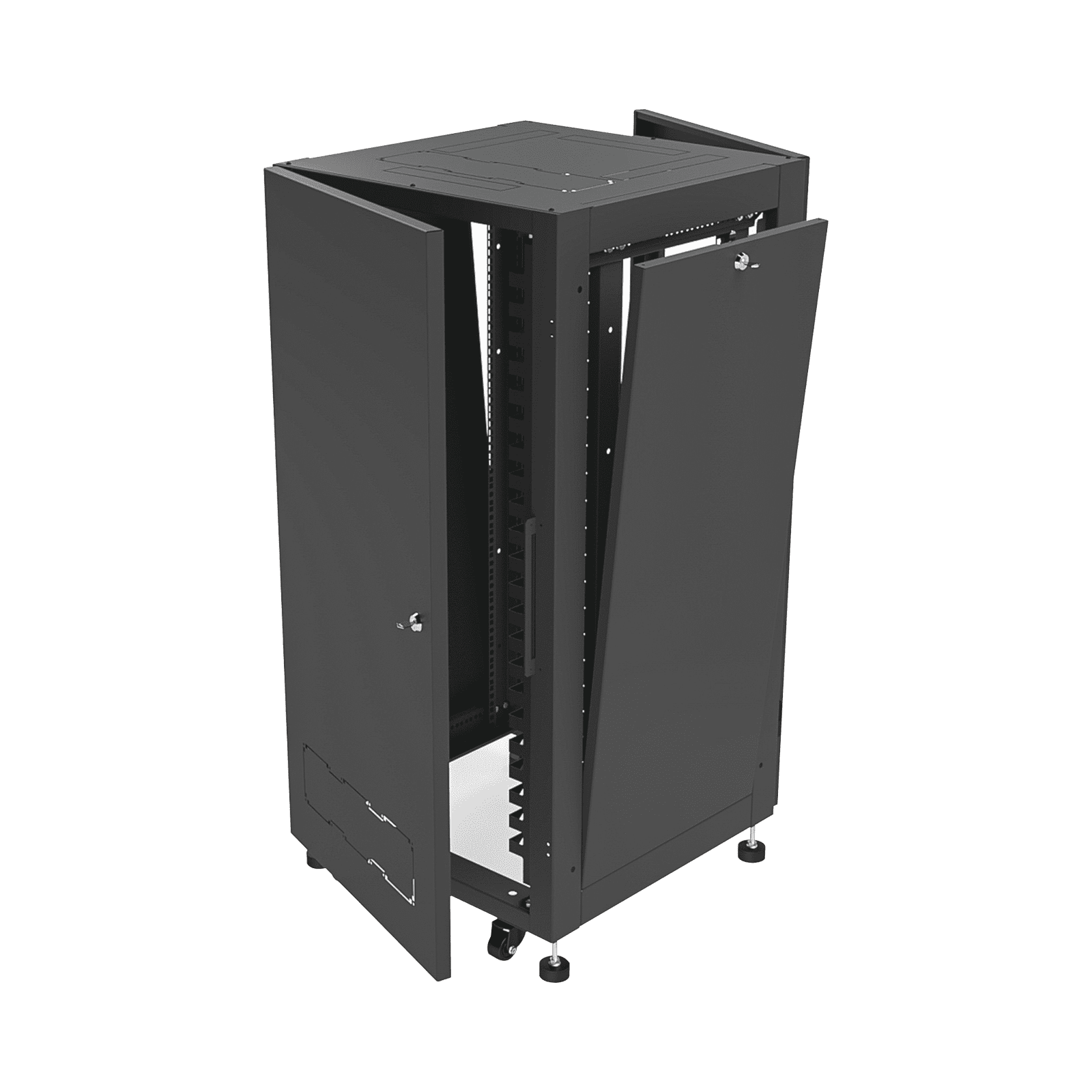 Gabinete Profesional para Telecomunicaciones de 19in, Instalación a Piso, 24UR, 600 mm Profundidad, Se envía el Gabinete Armado. LP-6060-24U-R2 - LINKEDPRO BY EPCOM
