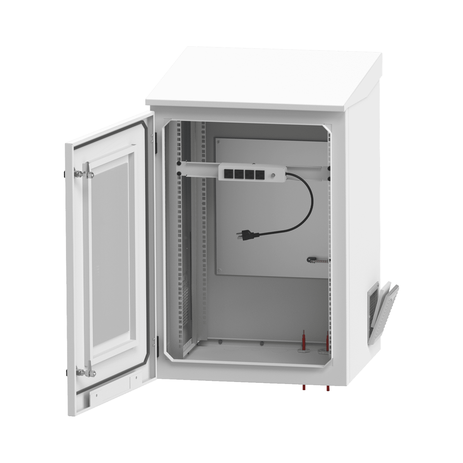 Gabinete de Exterior con Rack de 19″ de 16U con Ventiladores y Termostato, Se envía el Gabinete Armado. (Montaje a poste o torre se vende por separado). LP-FORTE-16U-R3 - LINKEDPRO BY EPCOM