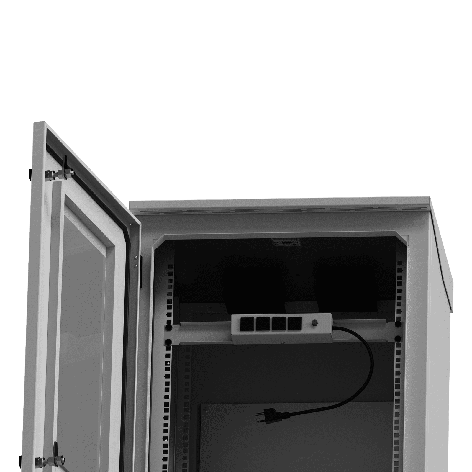 Gabinete de Exterior con Rack de 19″ de 16U con Ventiladores y Termostato, Se envía el Gabinete Armado. (Montaje a poste o torre se vende por separado). LP-FORTE-16U-R3 - LINKEDPRO BY EPCOM