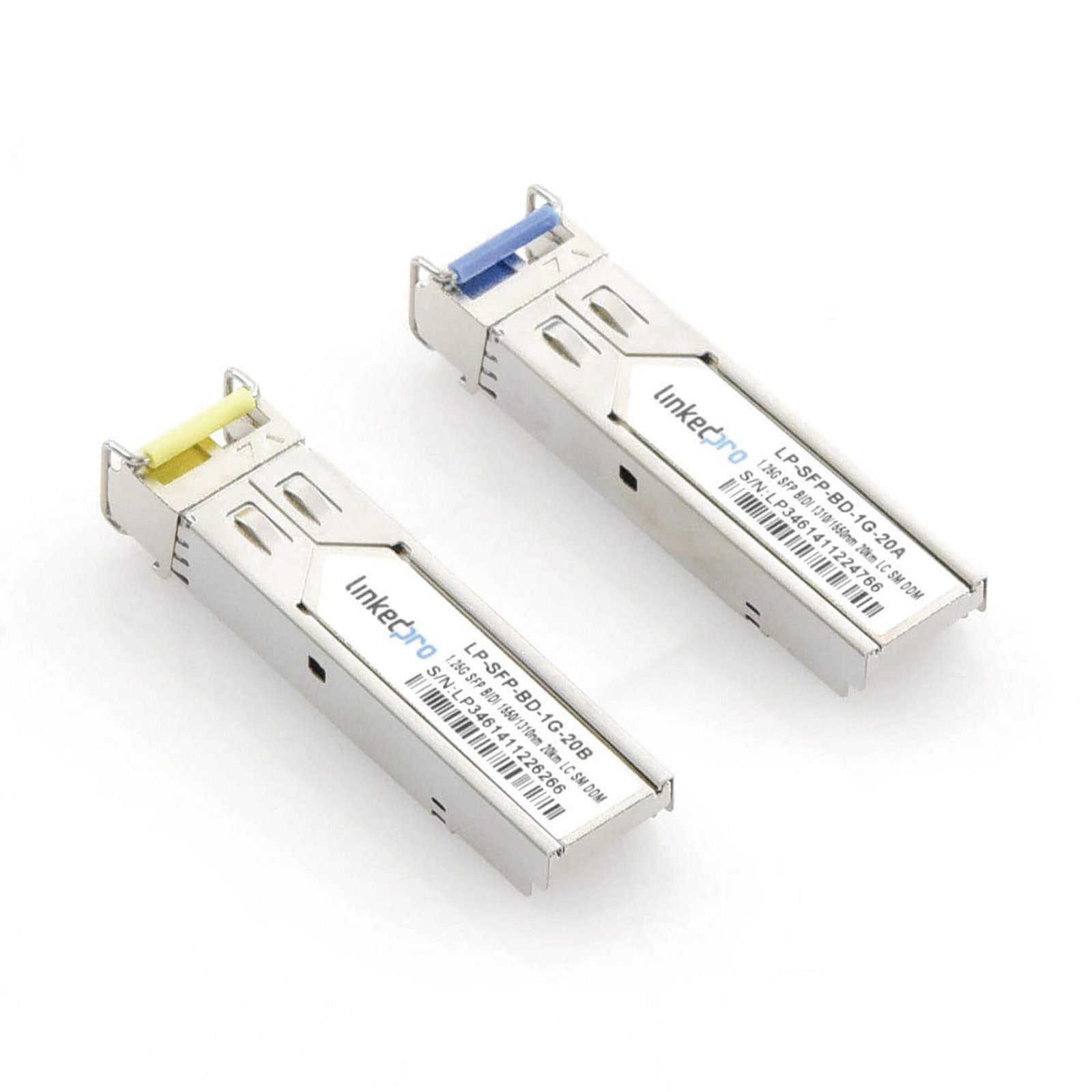 Transceptores Ópticos Bidireccionales SFP (Mini-Gbic) / Monomodo 1310 & 1550 nm / 1.25 Gbps / 1000BASE-BX / Conector LC/UPC Simplex / DDM / Hasta 20 km / 2 Piezas LP-SFP-BD-1G-20 - LINKEDPRO BY EPCOM