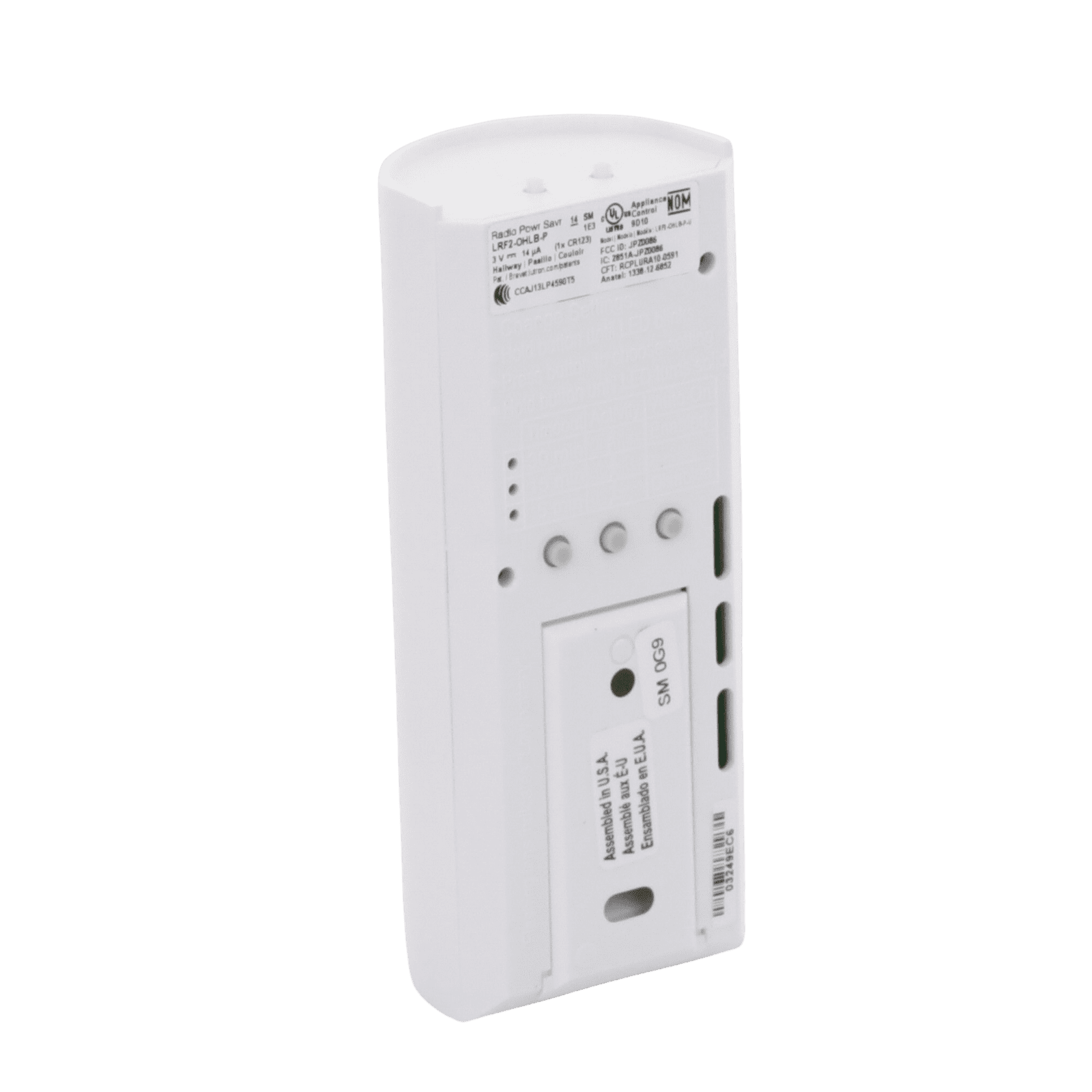 Sensor inalámbrico para pasillo OCC/VAC, cobertura 45.7 mts de largo. Ocupancia y Vacancia LRF2OHLBPWH - LUTRON ELECTRONICS