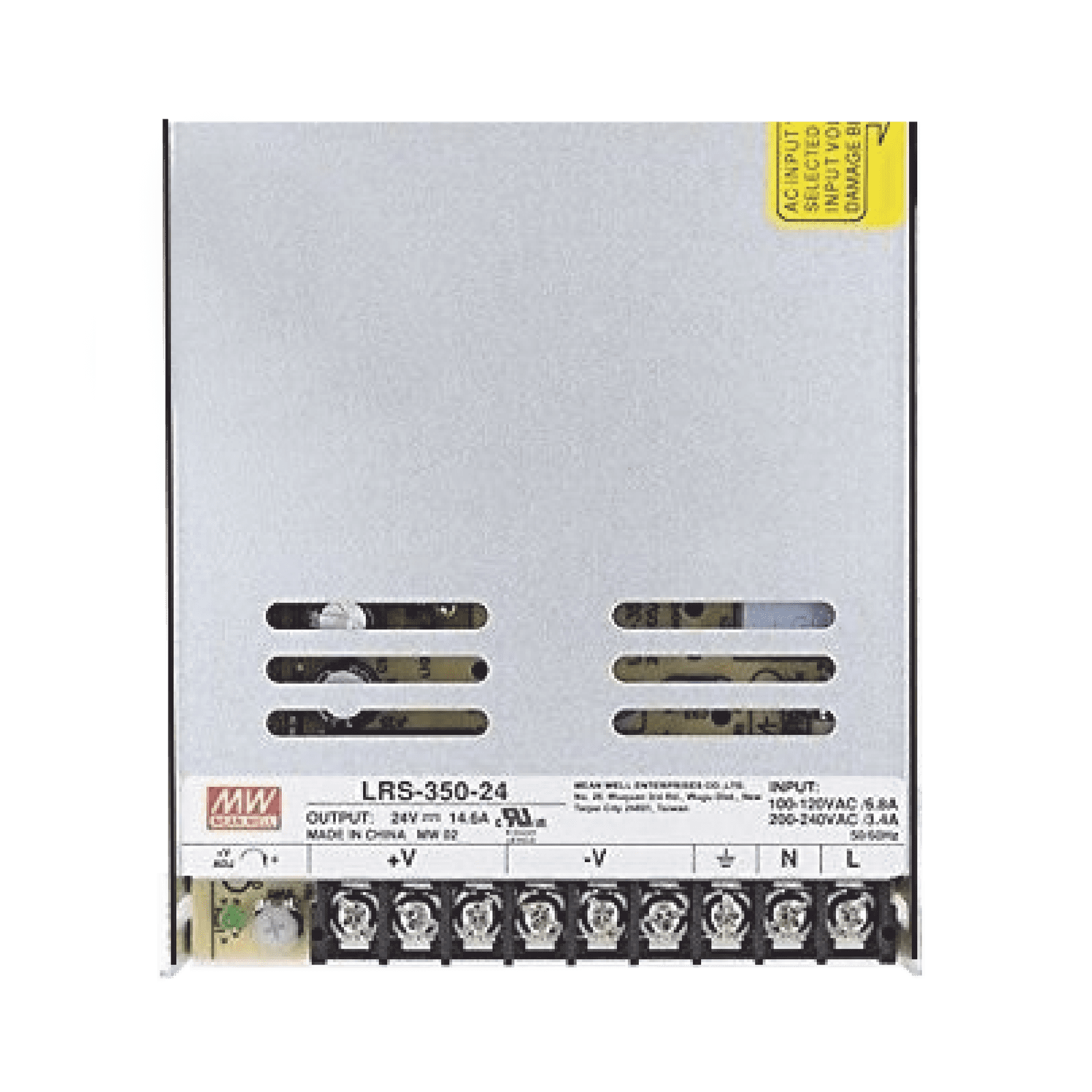 Fuente de Poder Industrial Conmutada 350W de Potencia, 24Vcc, 14.6A LRS35024 - MEANWELL