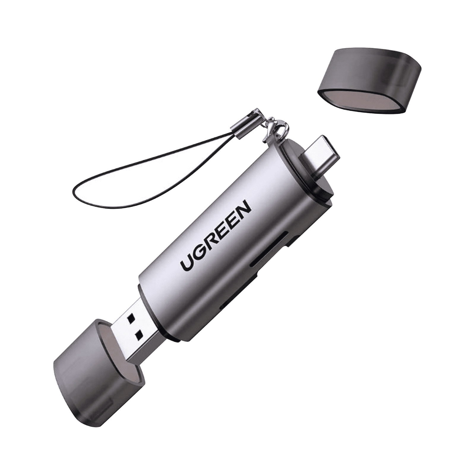 Lector de Tarjetas USB-C + USB-A a MicroSD (TF)/SD | OTG | USB-C 3.1 | 5Gbps | Soporta hasta 2TB | Soporta Windows/Mac OS/Linux/Android | Lectura de Tarjetas Simultánea | Caja de Aluminio | Llavero Anti-perdida. 50706 - UGREEN