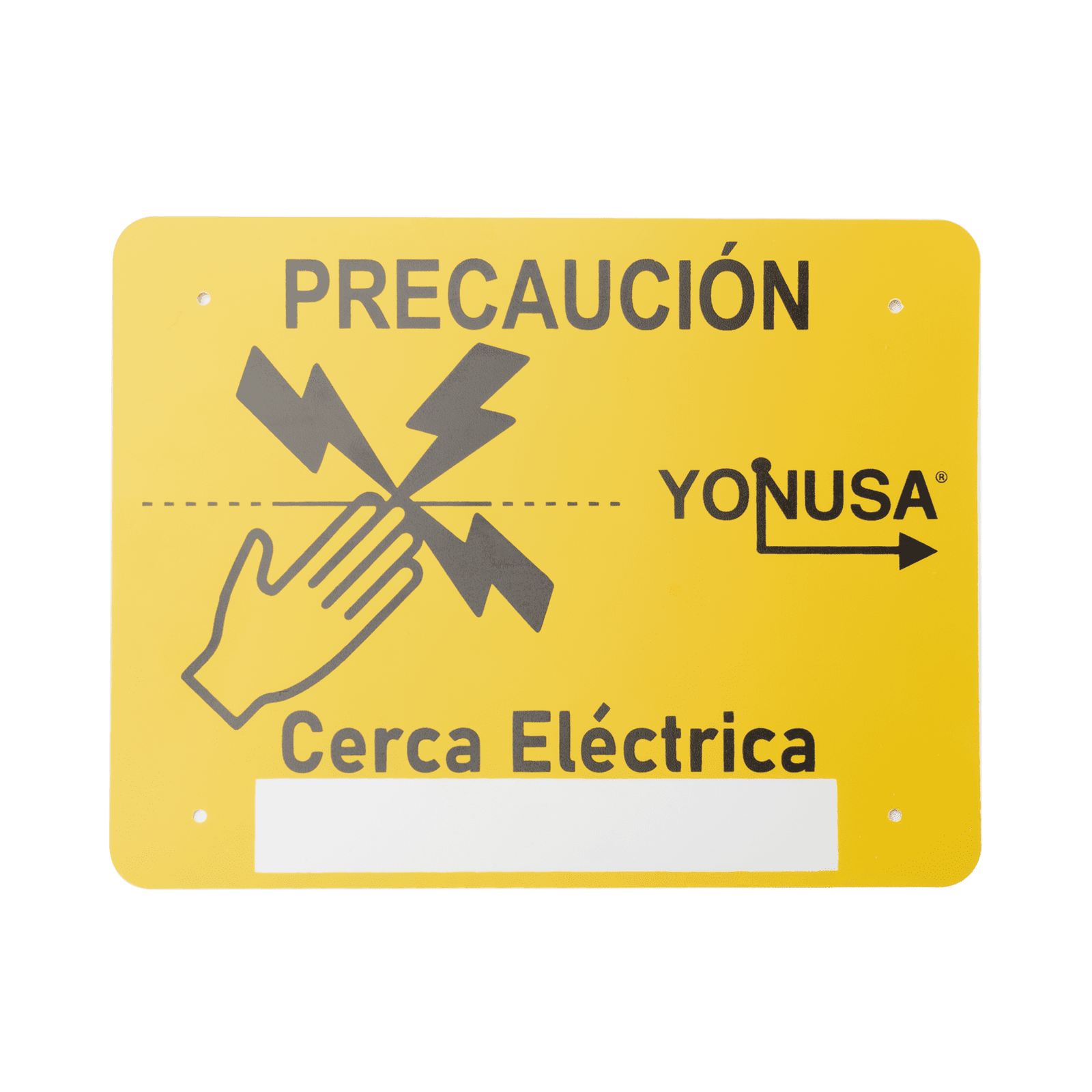 Letrero de PRECAUCION para cercas electrificadas (21.8 x 17 cm) SYSLETV2 - YONUSA