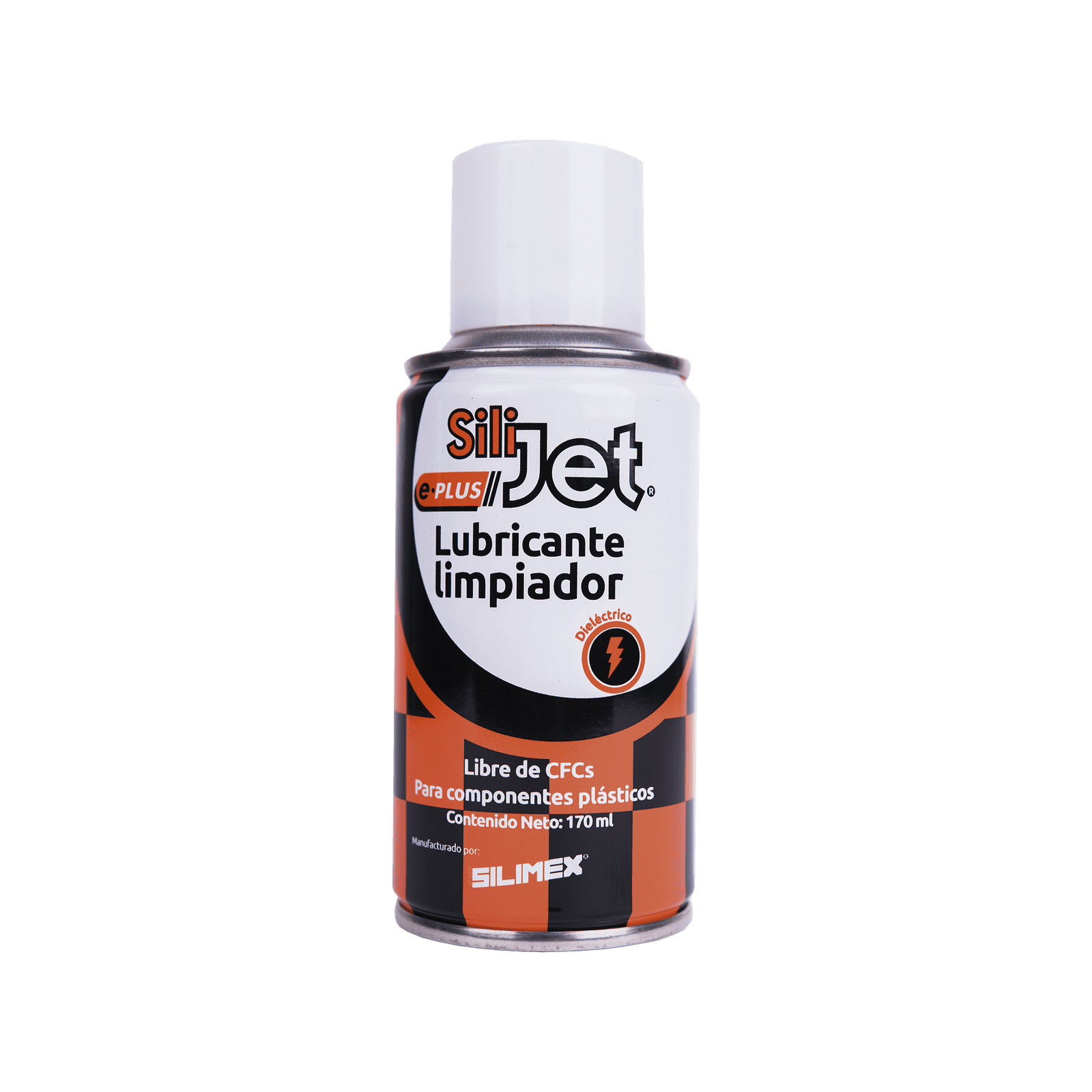 Limpiador lubricante en aerosol dieléctrico,  protege mecanismos, circuitos, sensores, ventiladores, 170 ml. SILIJET-E-PLUS - SILIMEX