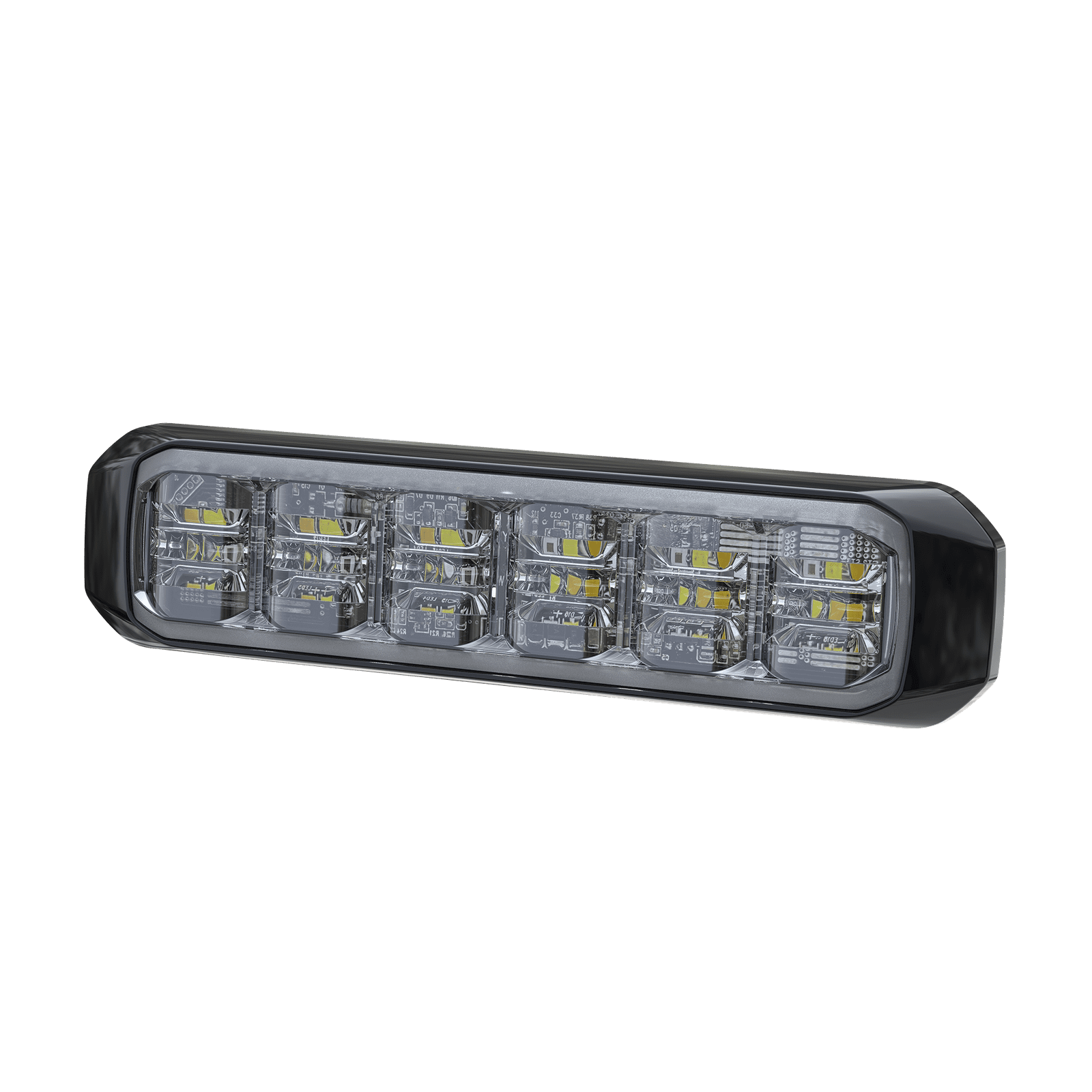 Luz Auxiliar de 18 LED, SAE, Tricolor, Bisel Negro, Rojo/Blanco/Azul, Lente Transparente SP18RWB - SIGNALPRO