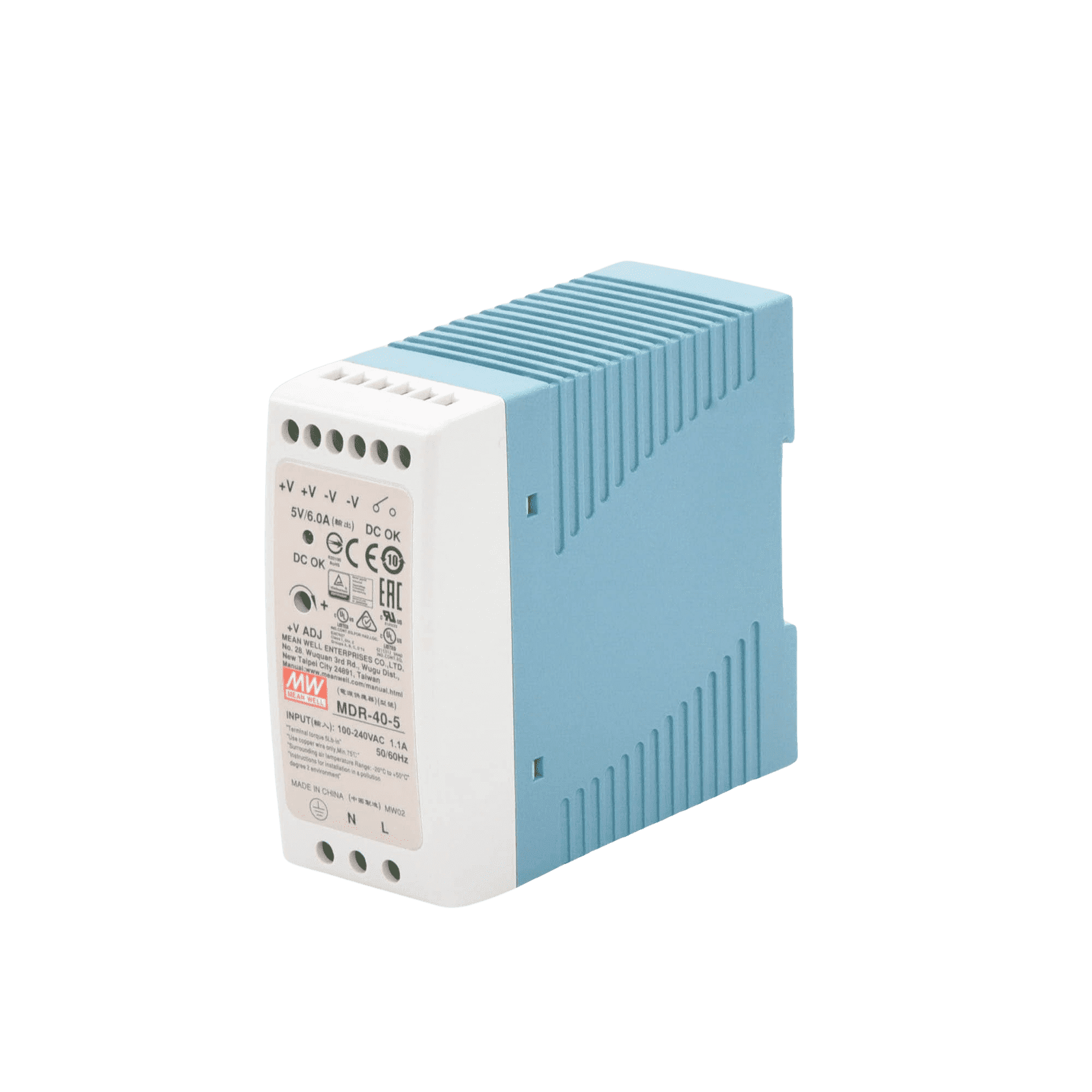 Fuente de poder Industrial Riel Din 5Vcc, 40W MDR-40-5 - MEANWELL