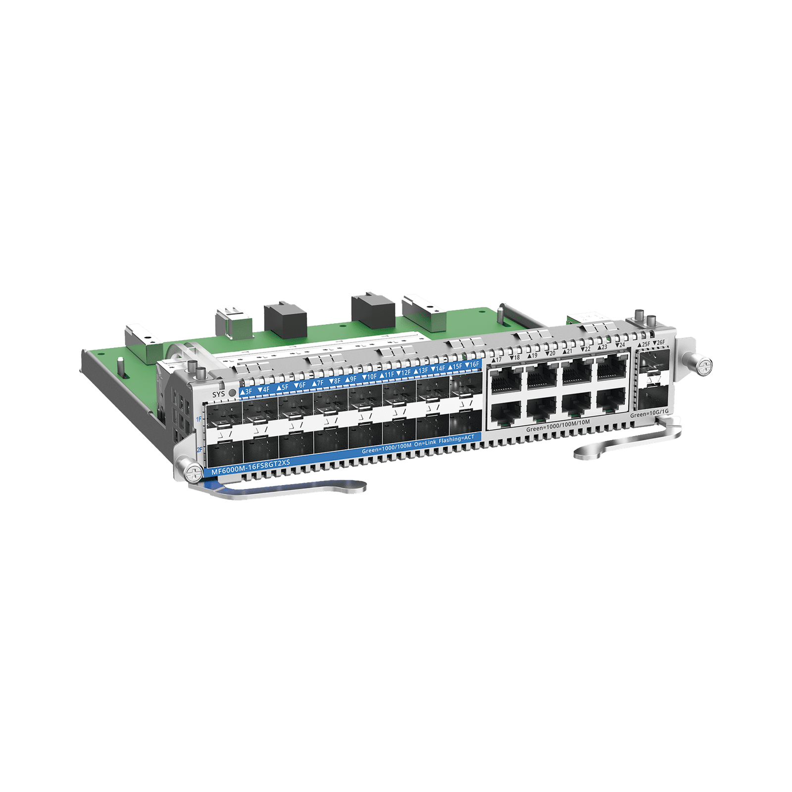 e-Lighten Tarjeta Modular para OLT modelo RG-NBF6002M, 16 puertos PON/SFP 1G, 8 puertos Ethernet de 1G y 2 puertos SFP+ 10G MF6000M-16FS8GT2XS - RUIJIE