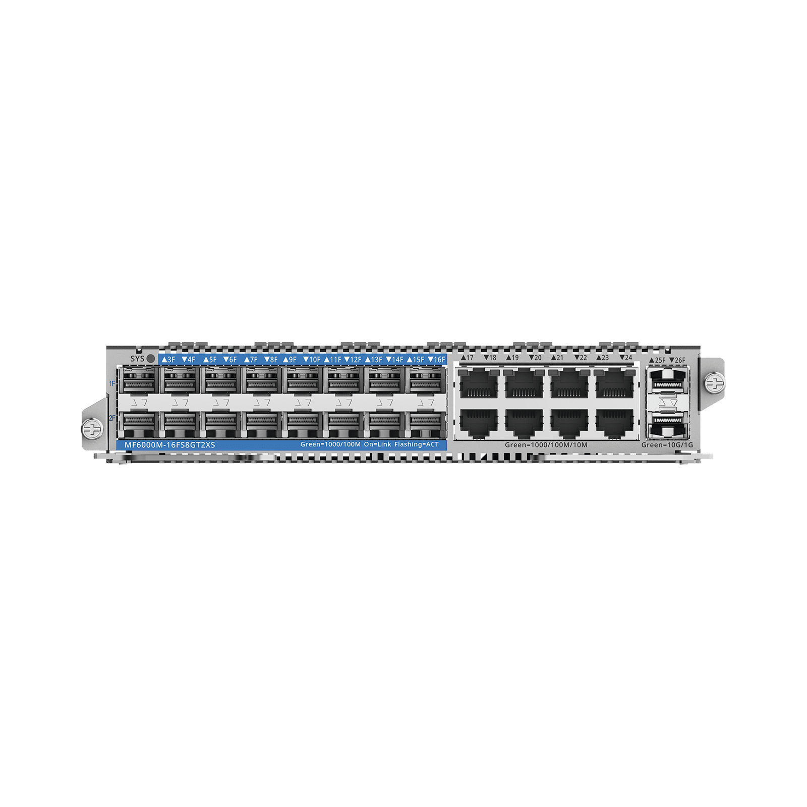 e-Lighten Tarjeta Modular para OLT modelo RG-NBF6002M, 16 puertos PON/SFP 1G, 8 puertos Ethernet de 1G y 2 puertos SFP+ 10G MF6000M-16FS8GT2XS - RUIJIE