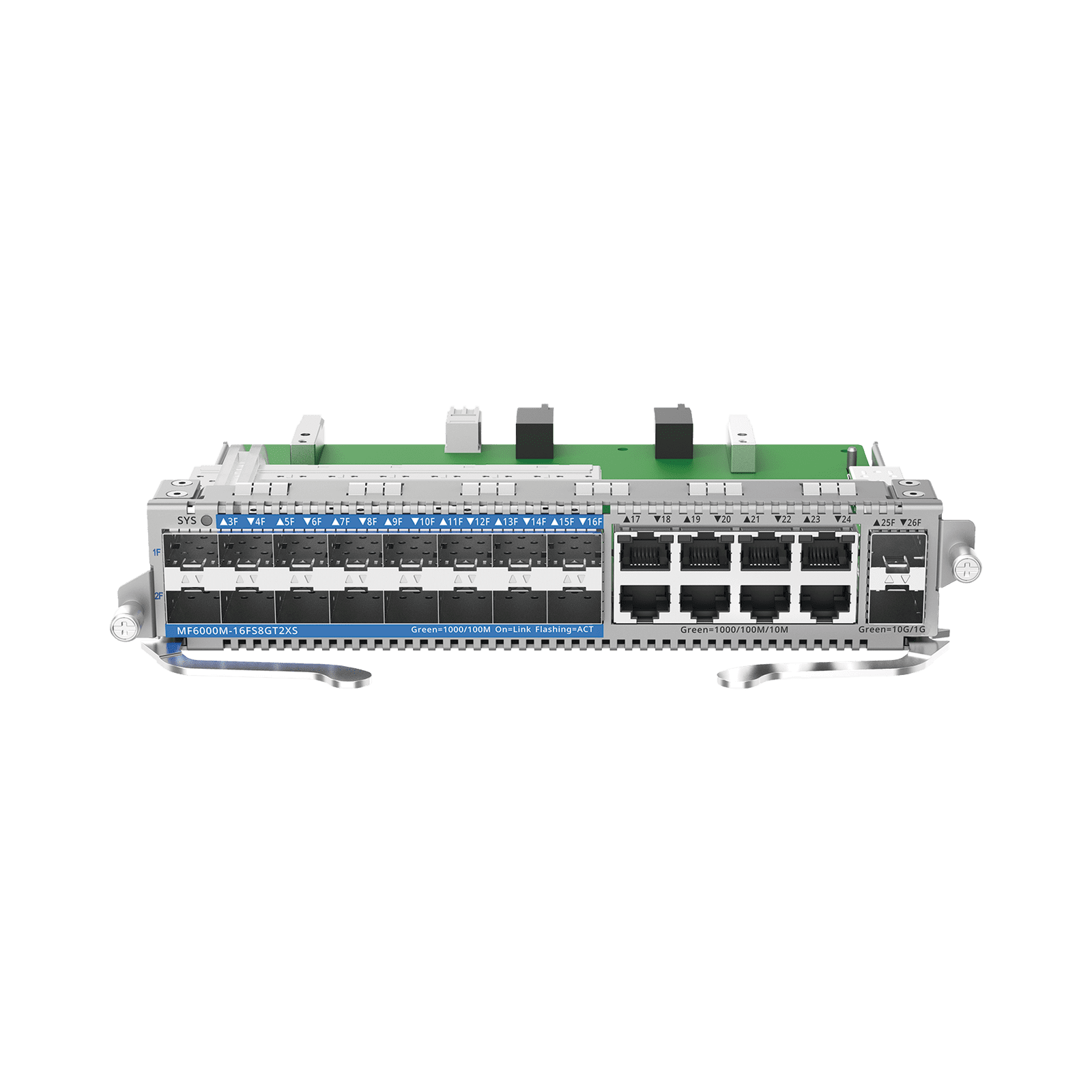 e-Lighten Tarjeta Modular para OLT modelo RG-NBF6002M, 16 puertos PON/SFP 1G, 8 puertos Ethernet de 1G y 2 puertos SFP+ 10G MF6000M-16FS8GT2XS - RUIJIE