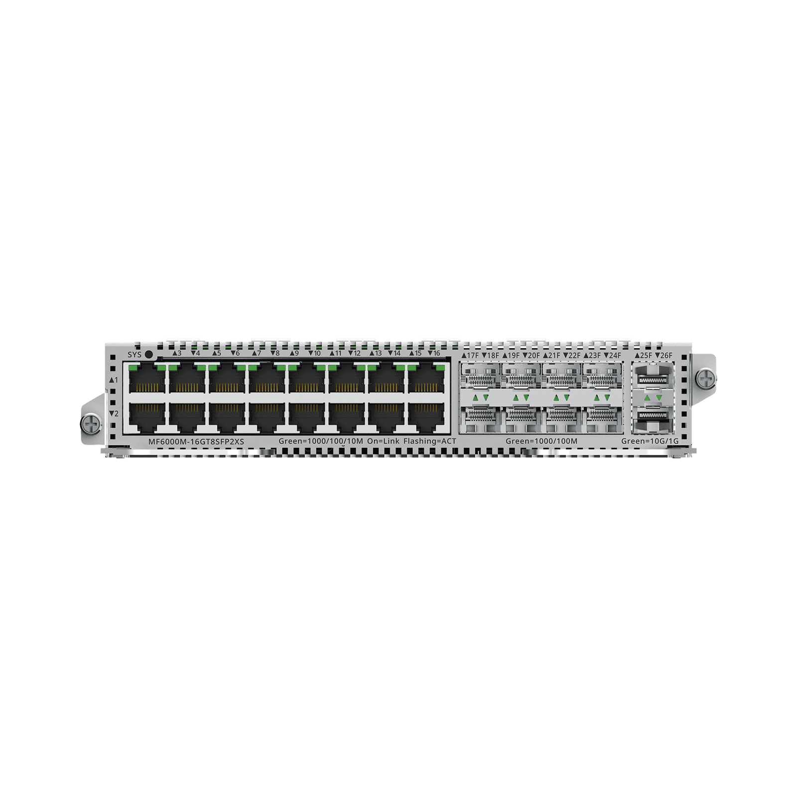 e-Lighten Tarjeta Modular para OLT modelo RG-NBF6002M, 16 puertos Ethernet de 1G, 8 puertos SFP de 1G y 2 puertos SFP+ de 10G MF6000M-16GT8SFP2XS - RUIJIE