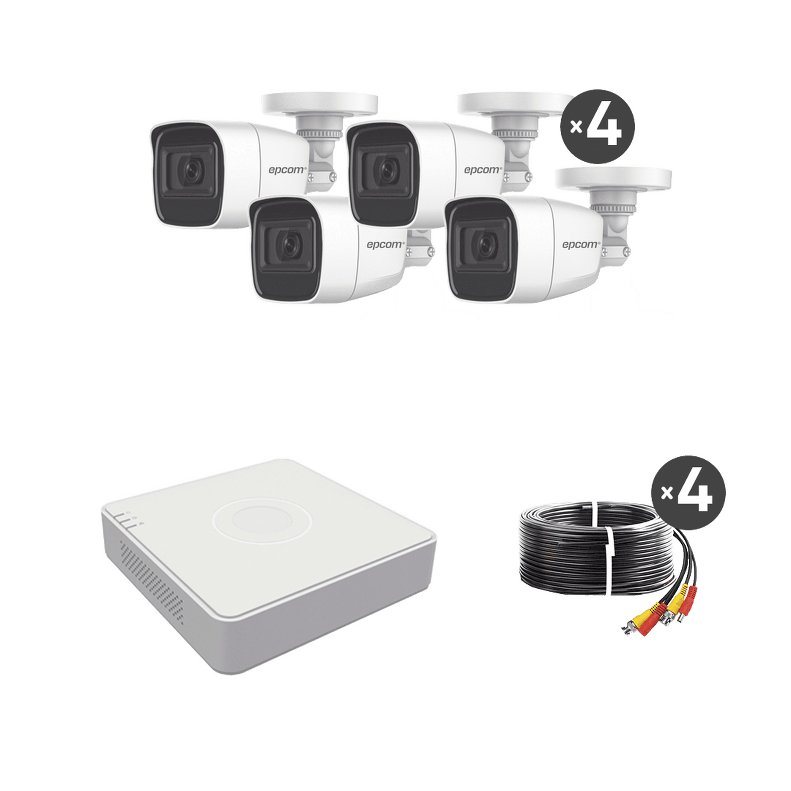 (MICRÓFONO Integrado) Kit TurboHD 1080p Lite / DVR 4 canales / Audio por Coaxitron / 4 Cámaras Bala de Metal con Micrófono Integrado B8-KIT-MIC - EPCOM PROFESSIONAL