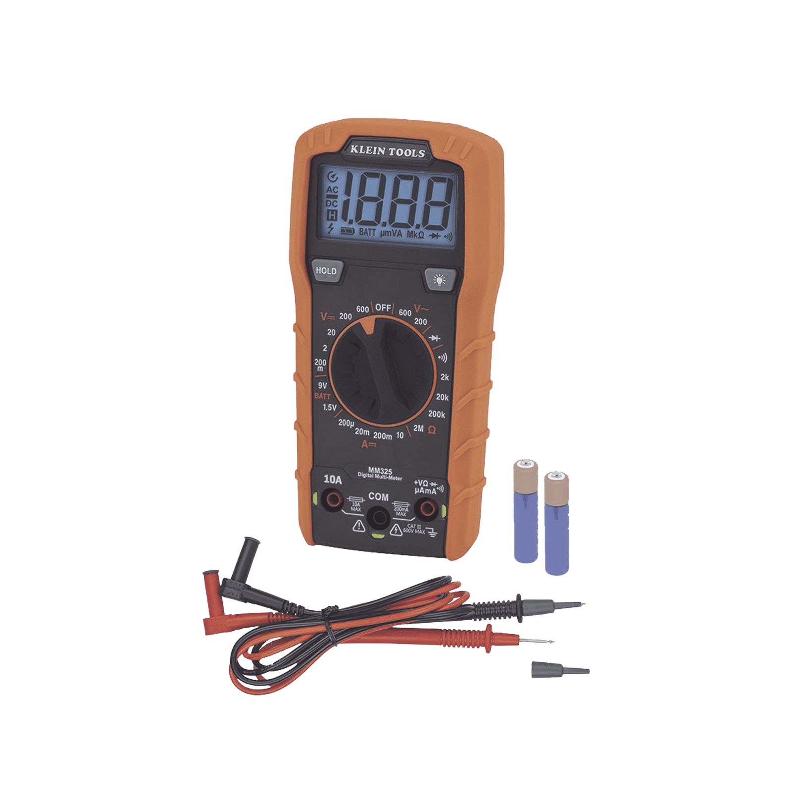 Multímetro Digital con Selección Manual Rango 600V CAT III con Protección de Alerta LED del Cable de Prueba MM325 - KLEIN TOOLS