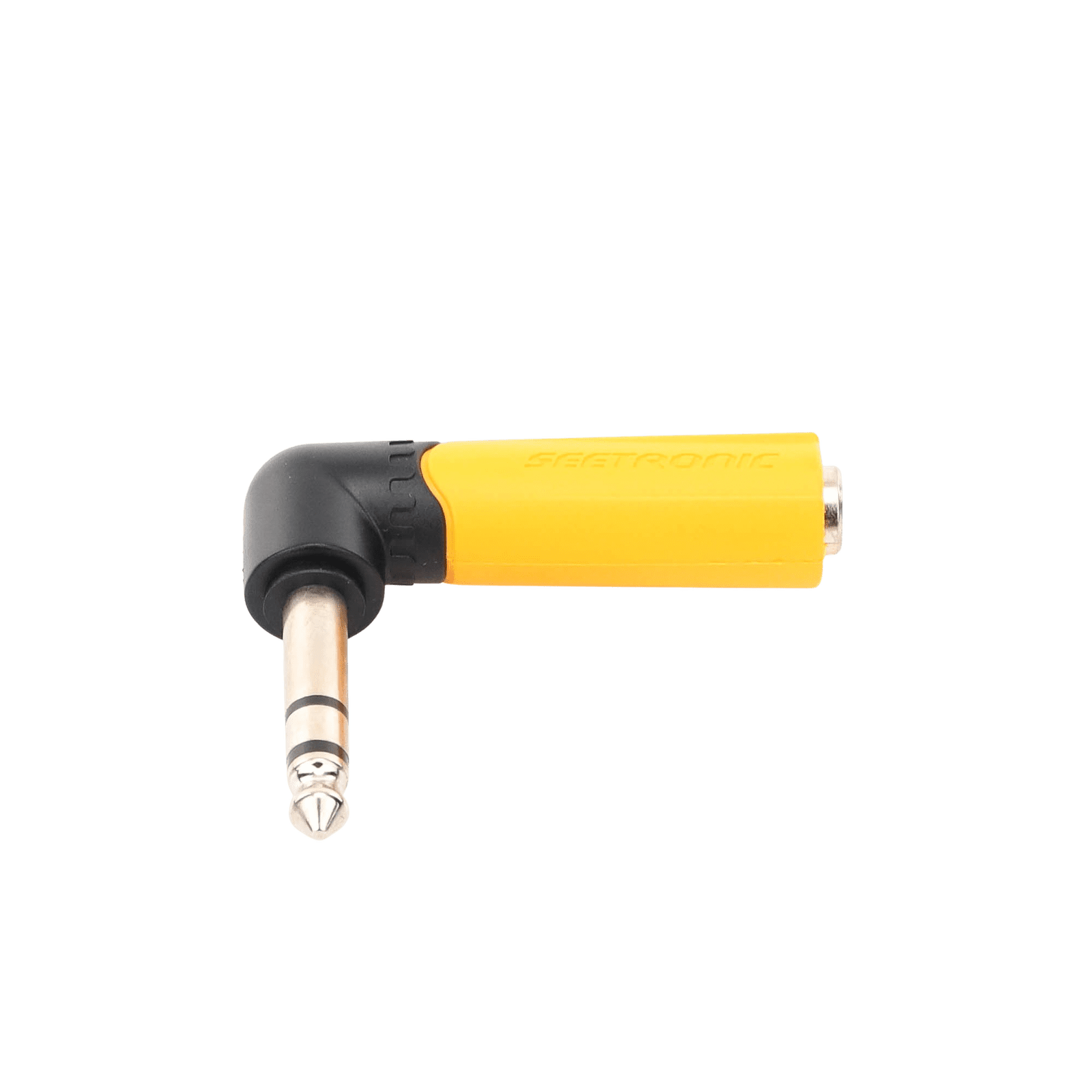 Conector Estéreo | 1/4in – 1/4in | Conector de angulo recto | Adaptador de Carcasa de Plastico MP3-PM-R - SEETRONIC