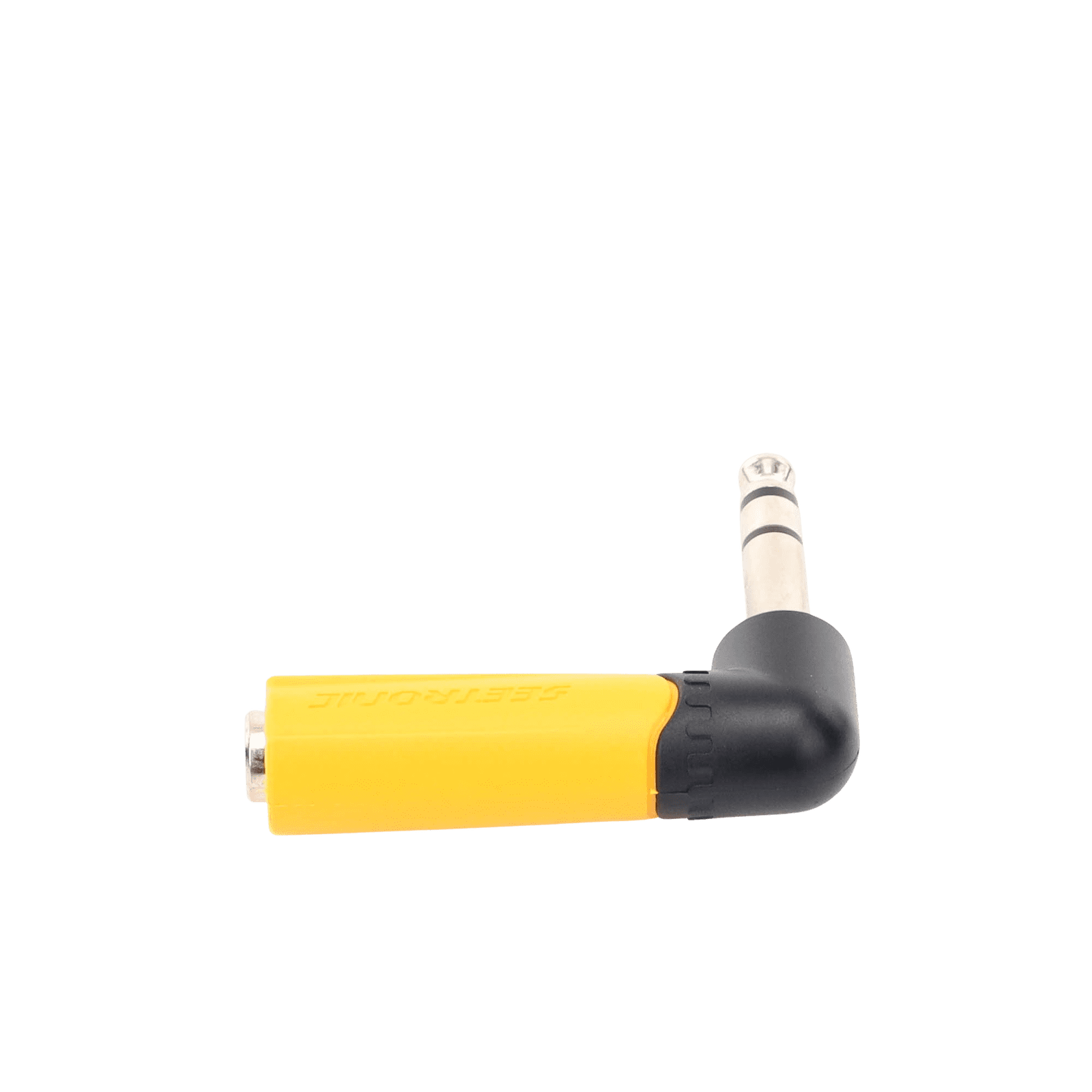 Conector Estéreo | 1/4in – 1/4in | Conector de angulo recto | Adaptador de Carcasa de Plastico MP3-PM-R - SEETRONIC