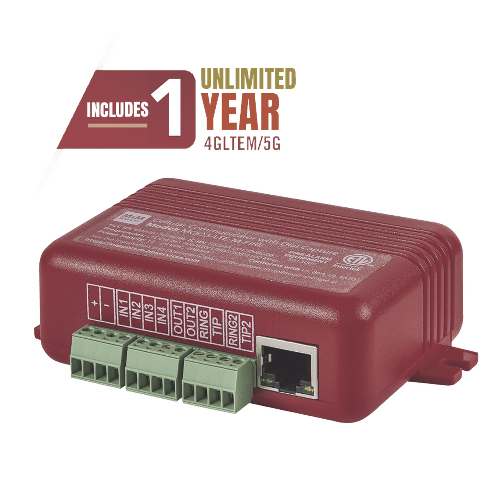 COMUNICADOR DUAL Universal para PANELES DE INCENDIO 4GLTEM – 1 Año de Servicio – Eventos a CMS MQ03-LTE-M-FIRE - M2M SERVICES