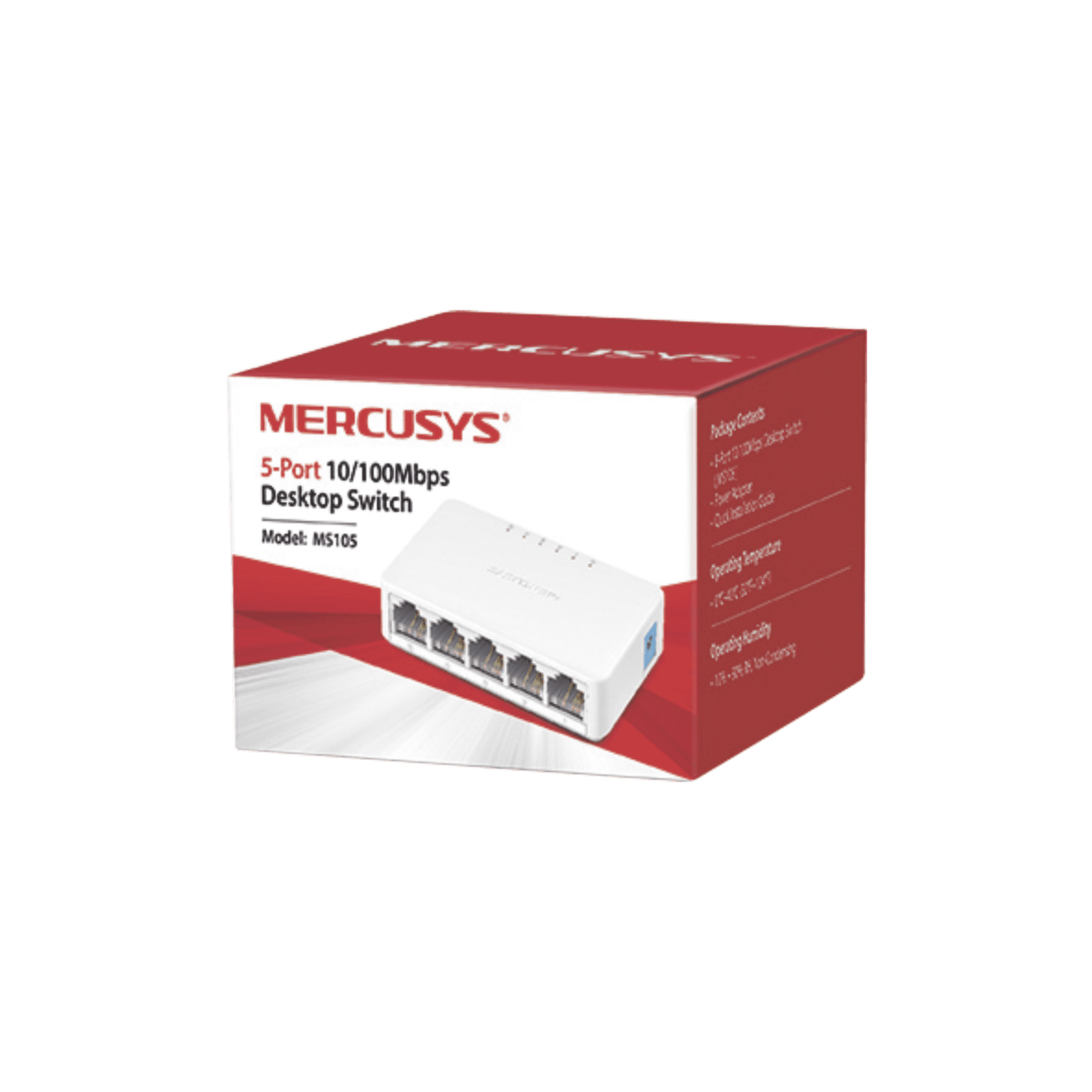 Switch NO Administrable / Para escritorio / 5 puertos 10/100 Mbps / Diseño Compacto / Plug and Play MS105 - MERCUSYS