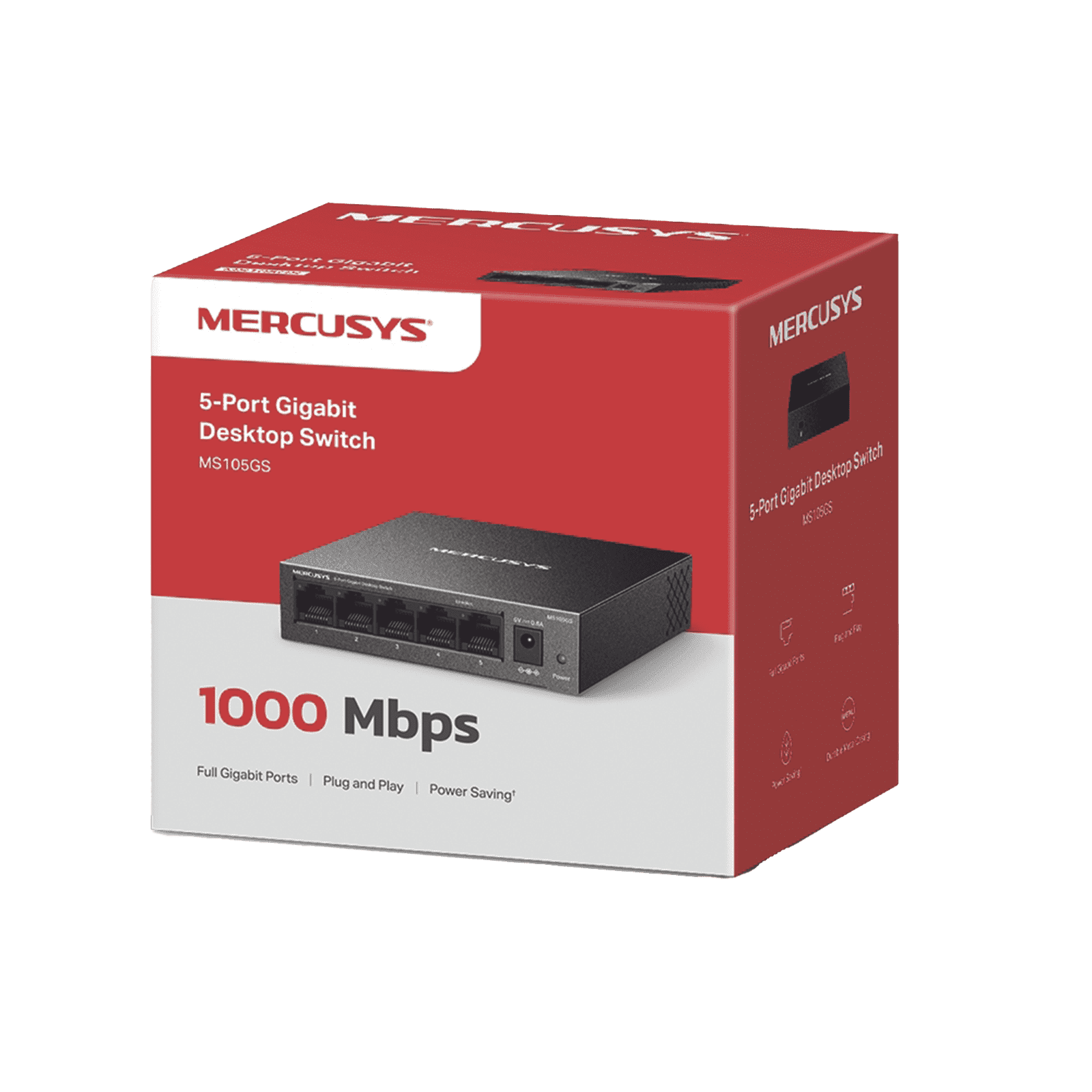 Switch NO Administrable / Para escritorio / Carcasa de metal / 5 puertos 10/100/1000 Mbps / Diseño Compacto / Plug and Play MS105GS - MERCUSYS