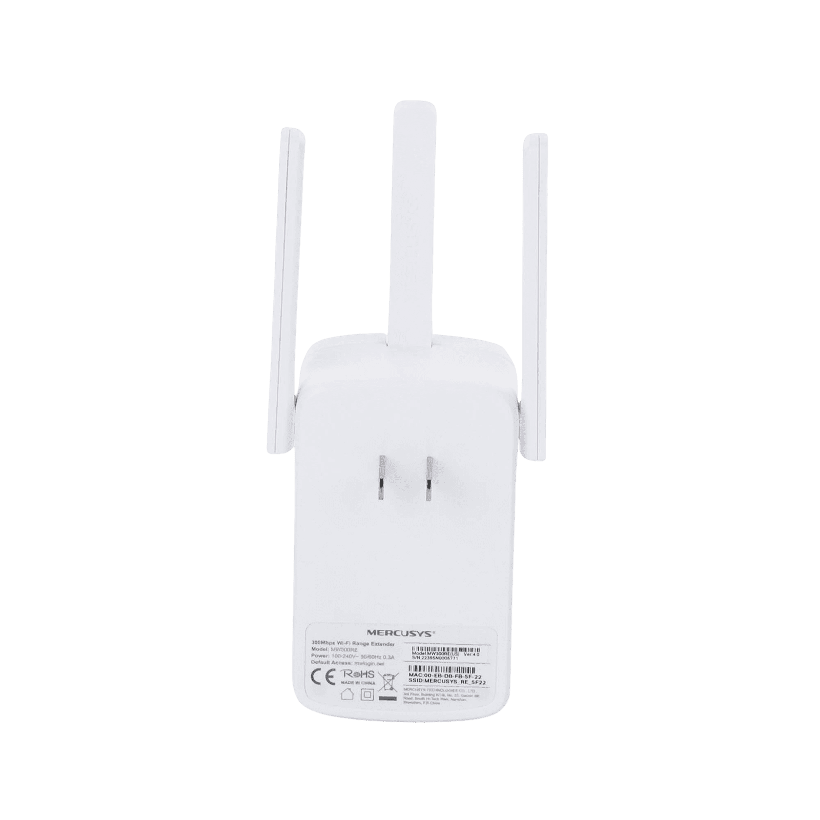 Repetidor / Extensor de Cobertura WiFi N / MU-MISO / 300 Mbps 2.4 GHz / 3 antenas externas / Botón WPS MW300RE - MERCUSYS